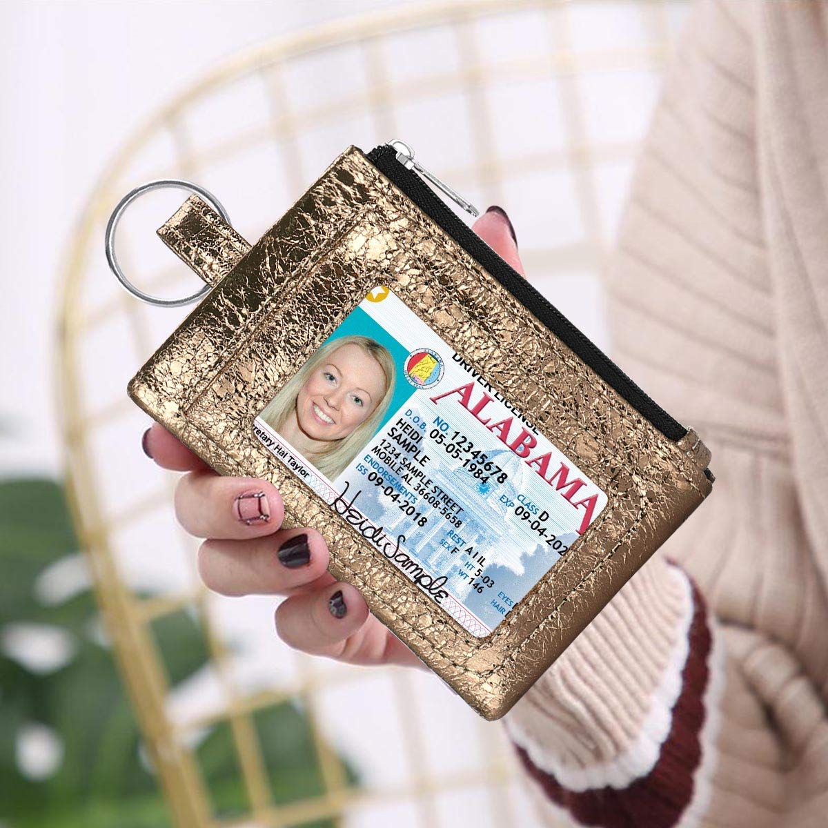 KAMO Slim RFID Blocking Zip ID Case - Mini Coin Purse Wallet with Key Ring & Change Pouch | Perfect for Travel, Gym & Everyday Essentials Organization