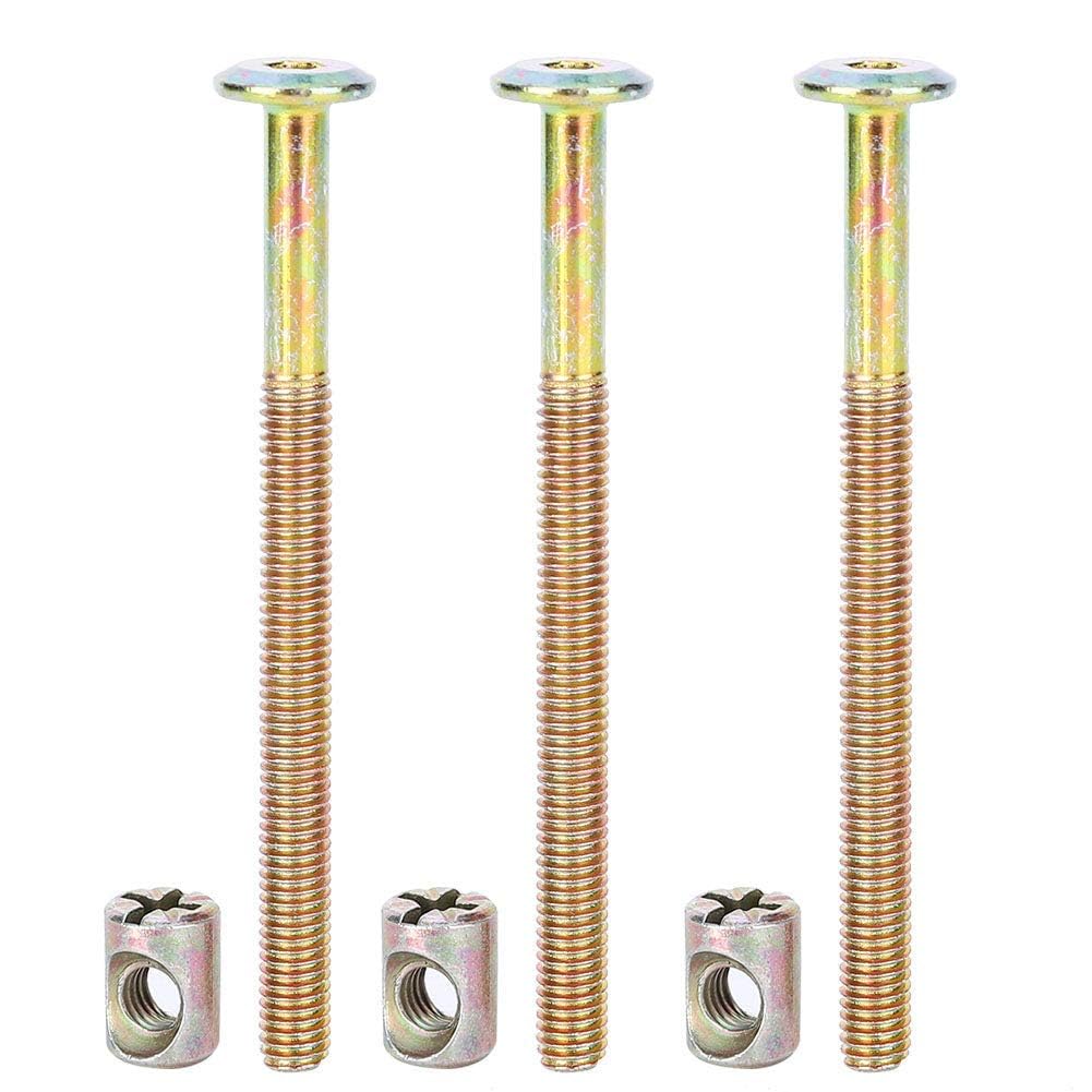 10 Pack M6 x 150mm Barrel Bolt Nuts - Hex Drive Cross Dowel Set - Heavy Duty Carbon Steel Furniture Connectors for Bunk Beds, Cots, Cribs & DIY Projects - Secure Bed Frame & Furniture Assembly Hardware
