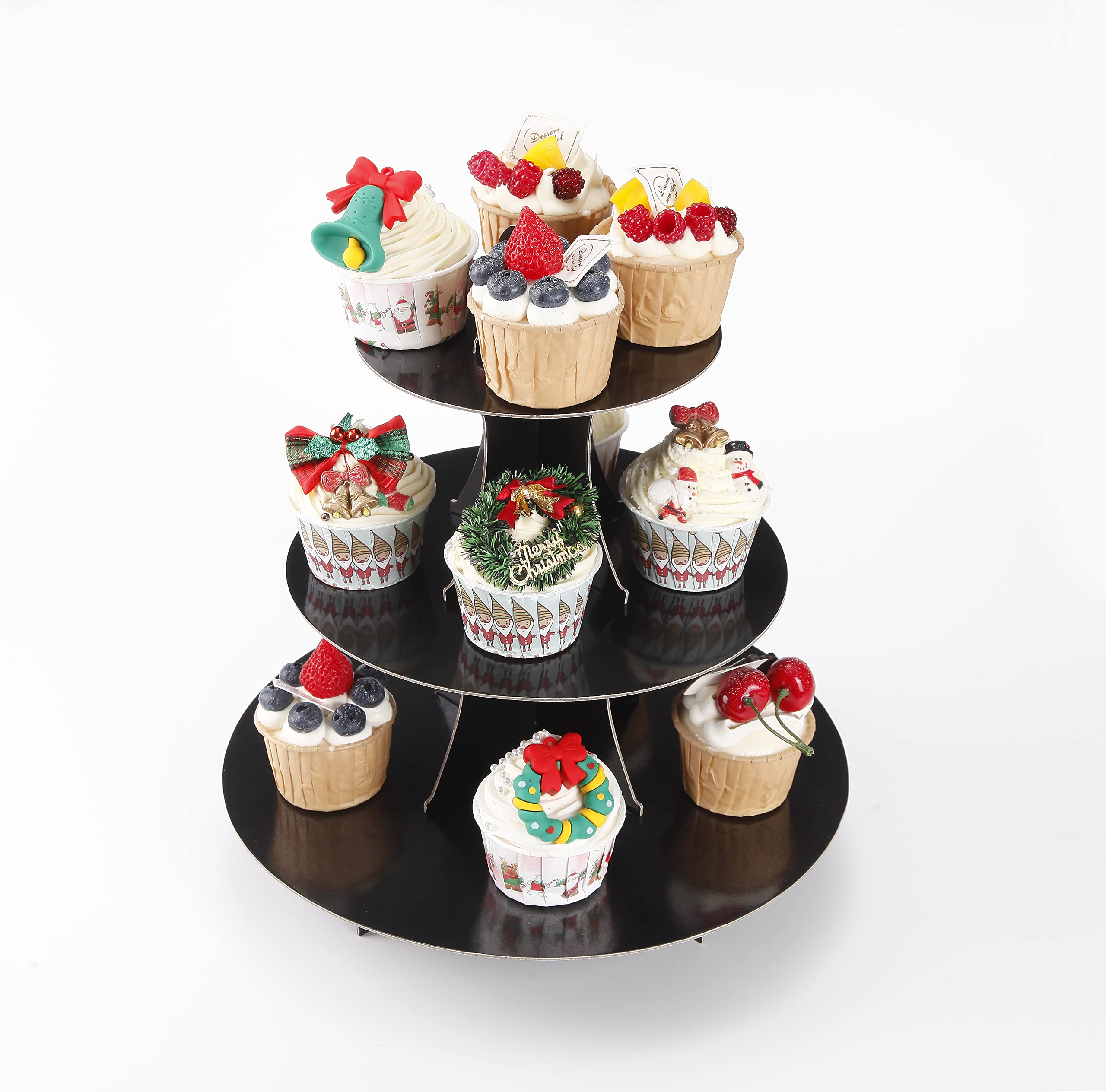 2-Pack 3-Tier Black Cupcake Stand - 12