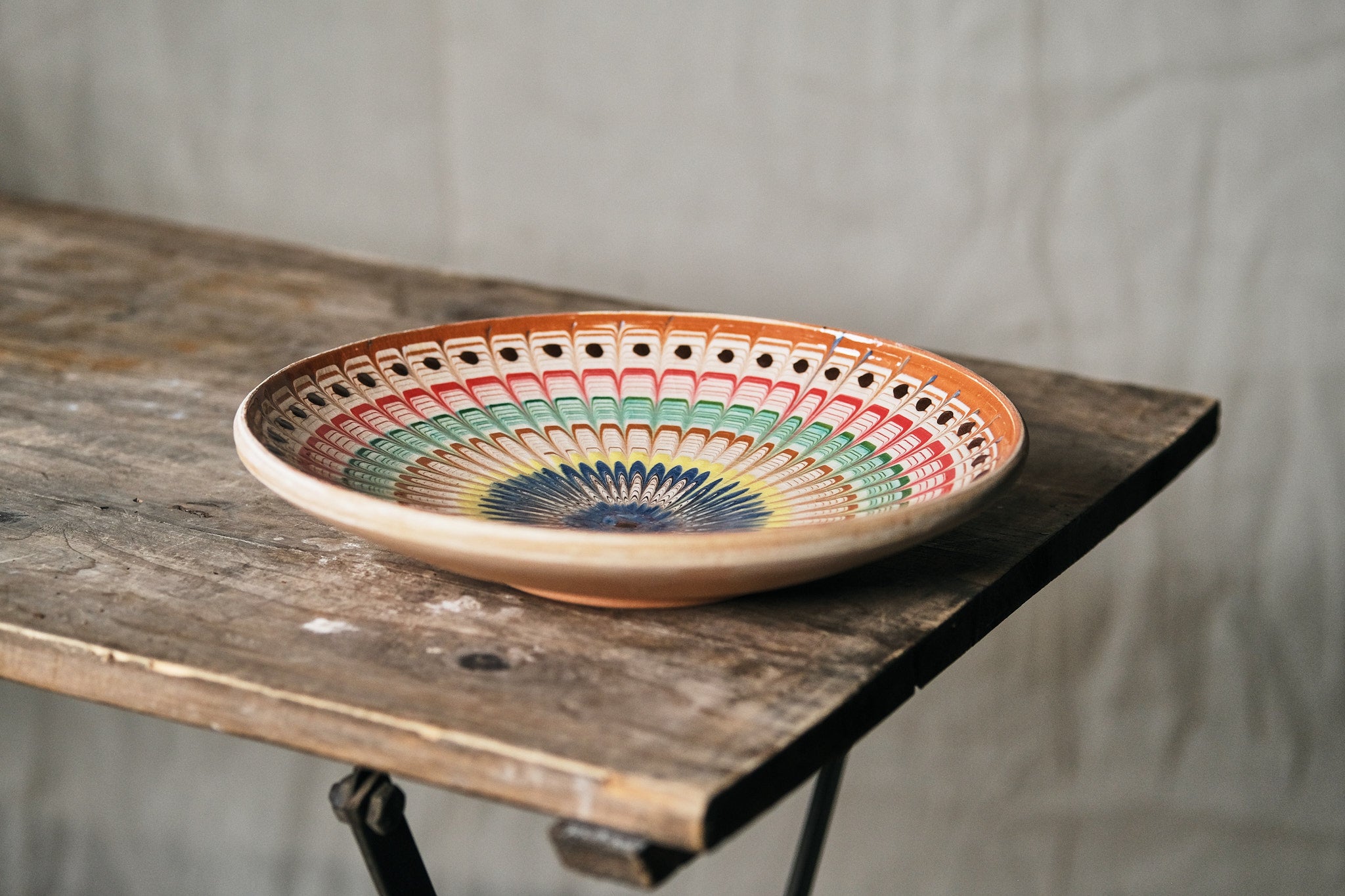 Handmade Peach & Green Ceramic Serving Plate - Perfect for Dinner Parties, Appetizers, and Home Decor