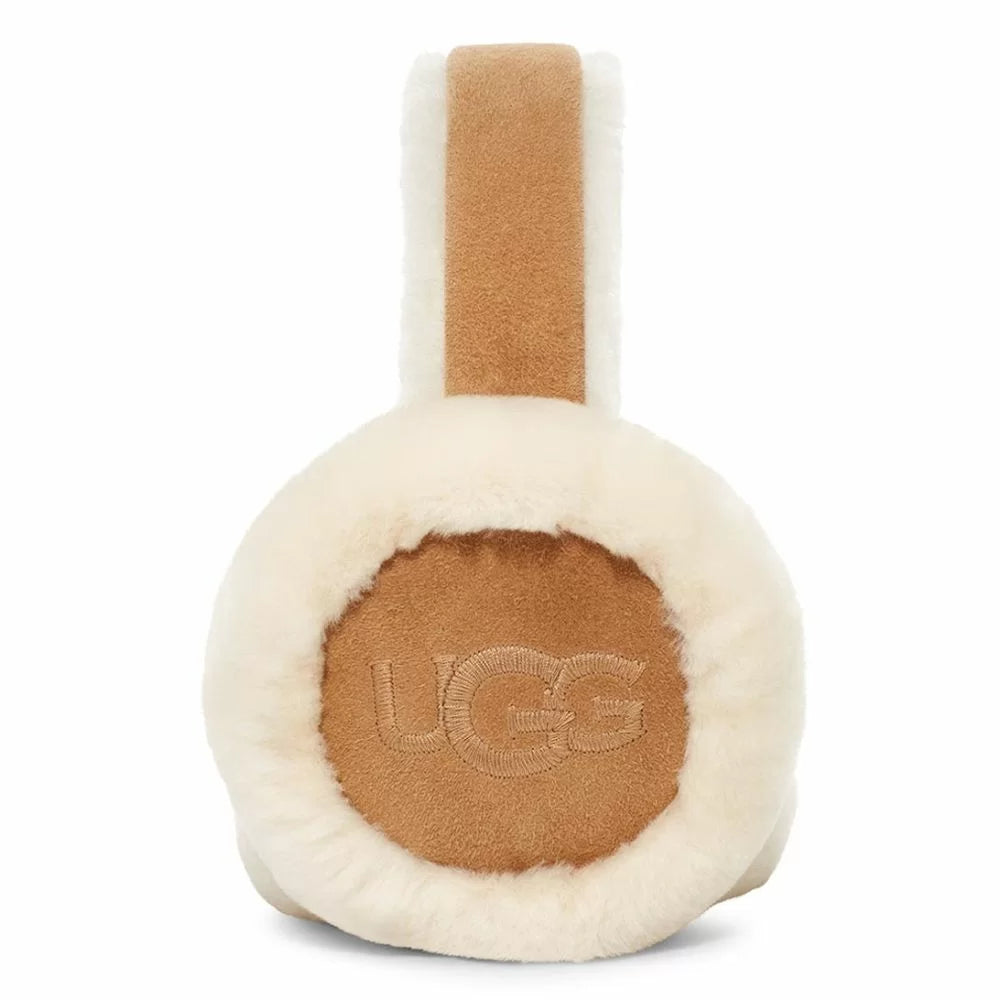 UGG Women's Sheepskin Embroidered Earmuffs - Winter Warm Fleece Lined Ear Muffs for Cold Weather - Perfect for Outdoor Activities, Skiing, and Snowboarding