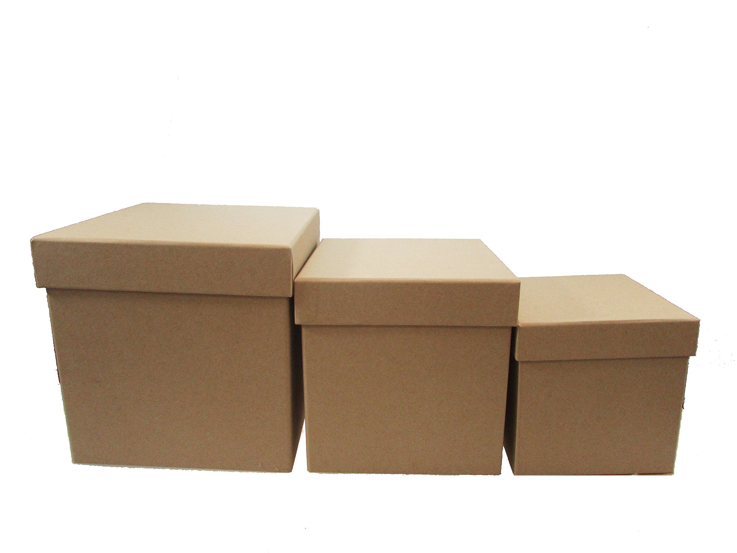 LAC Design 3-Piece Nested Gift Box Set - Premium Craft Brown Storage Boxes for Baby Showers, Weddings & Party Favors | Perfect for Jewelry, Candles & Small Gift Packaging