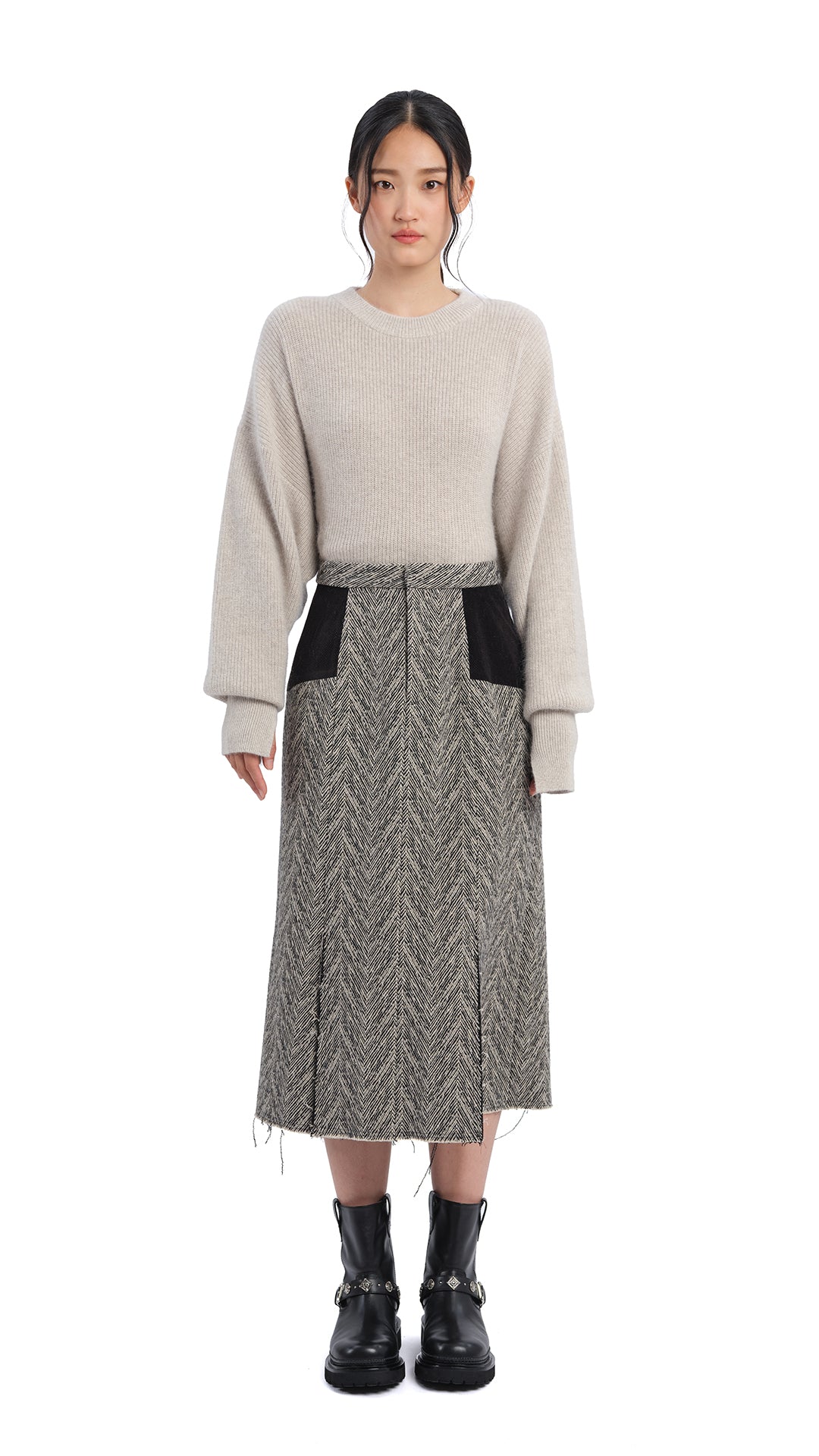 Stylish Herringbone Pencil Skirt for Women - Classic Office & Party Wear - Perfect for Work, Cocktail Events & Formal Occasions