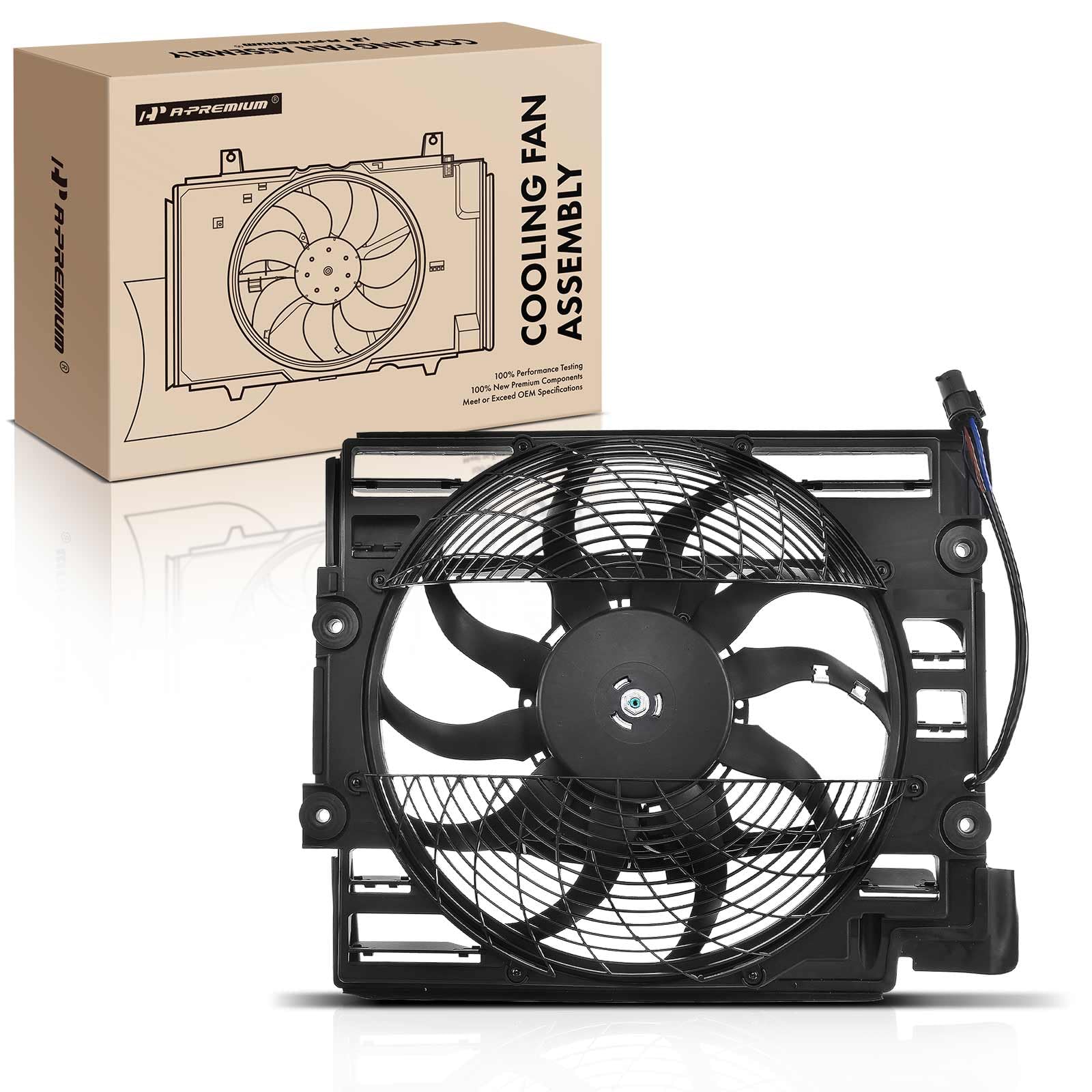 Premium A/C Condenser Fan Assembly for BMW E39 525i 528i 530i 540i M5 (1999-2003) - Direct Replacement for OEM# 64548380781, 64546921395 - Perfect for Cooling System Repair & Summer Maintenance