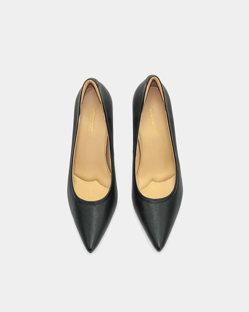 Black Leather Classic Pumps for Women - Elegant Pointed Toe High Heel Shoes for Office, Party & Formal Events | Comfortable & Stylish Dress Shoes