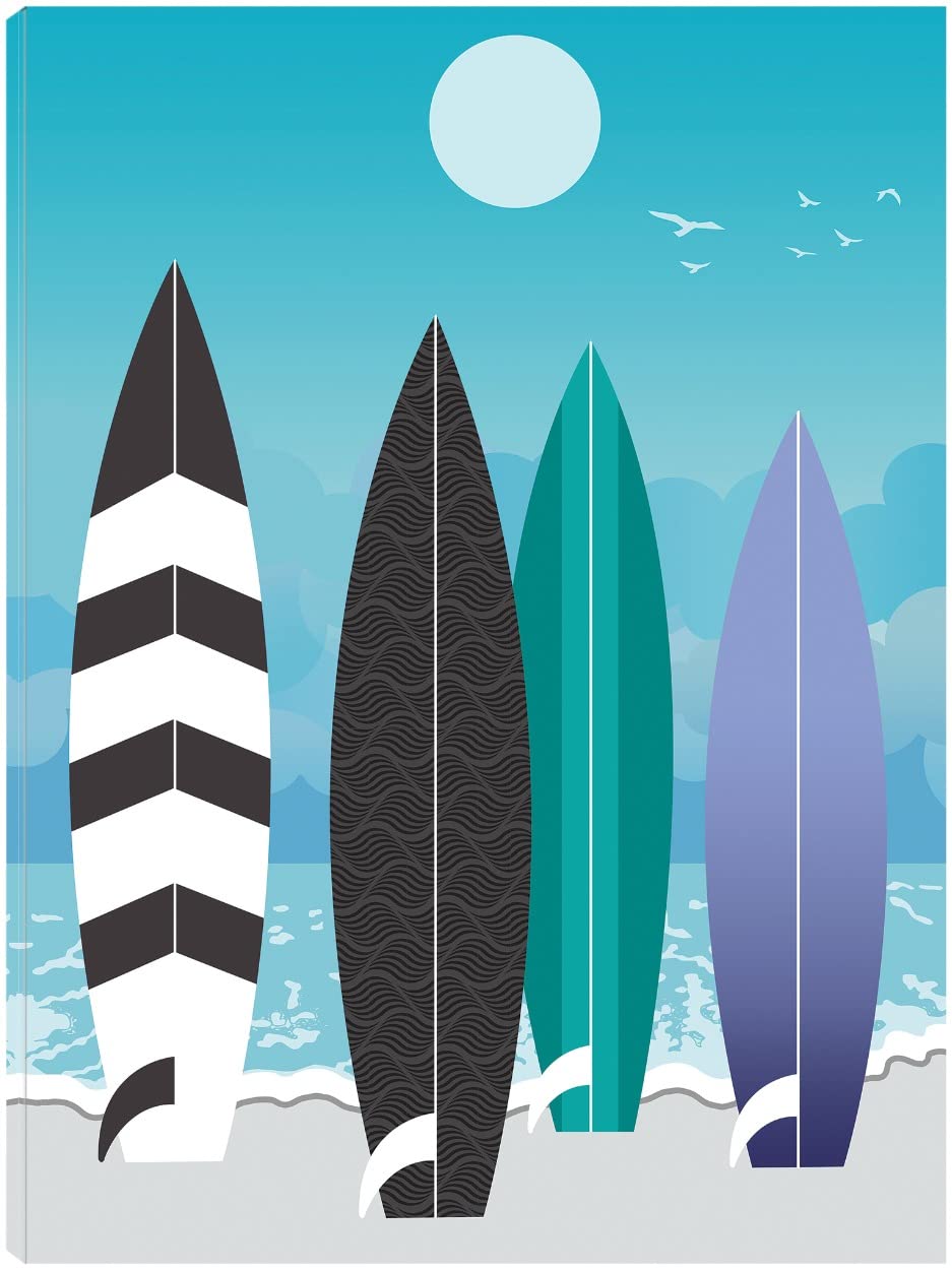 Hand-Painted Surfboard Canvas Wall Art by Artist Ayse - Ocean Themed Home Decor for Living Room, Bedroom, Bathroom & Office - Ready to Hang 42x56 Inch - Perfect for Beach House, Coastal Decor & Surf Lover Gifts