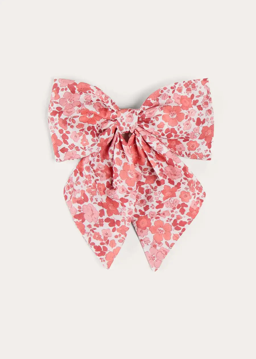 Emilia Floral Long Bow Hair Clip - Pink Hair Accessories for Women & Girls | Perfect for Weddings, Parties & Everyday Wear