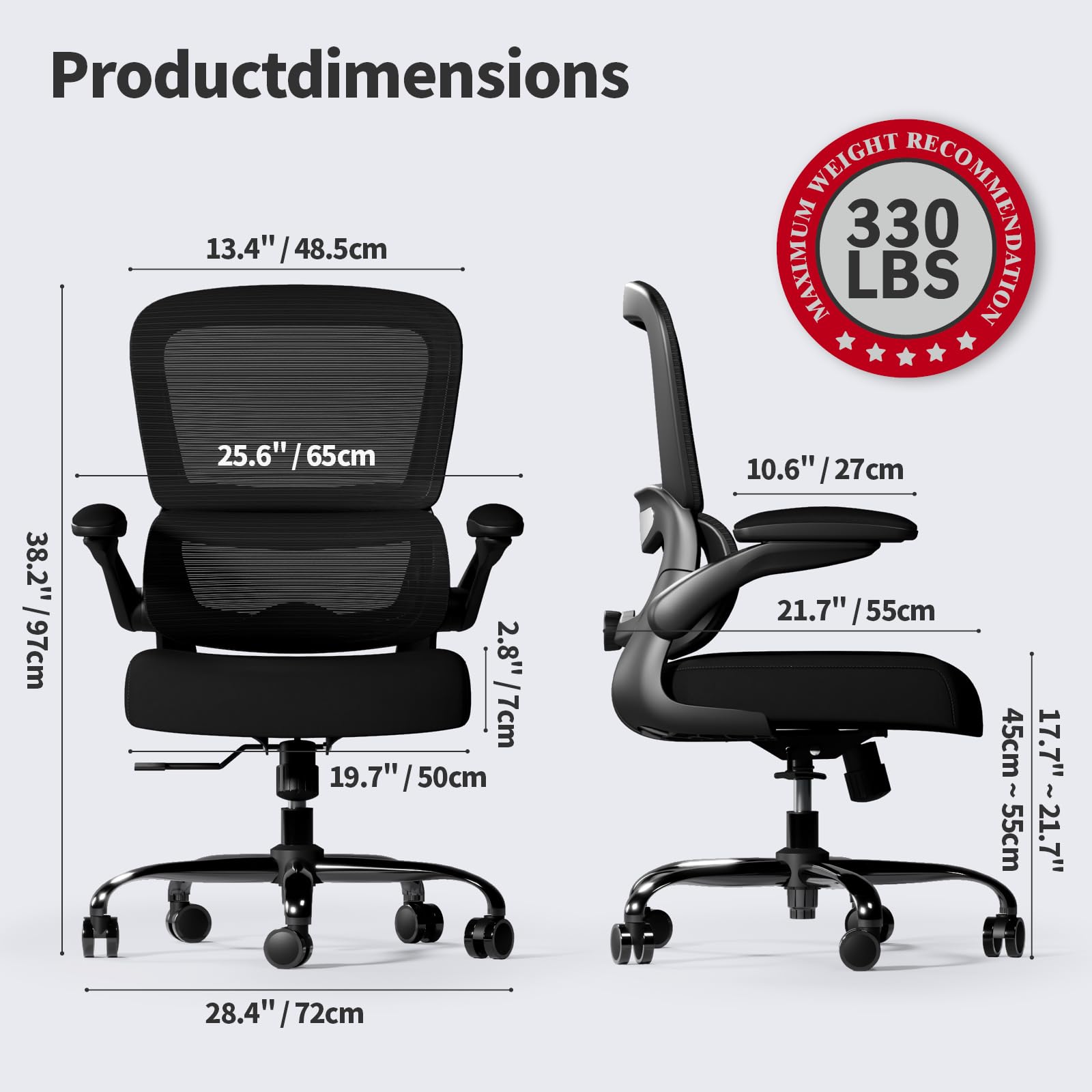 Ergonomic Office Chair with Adjustable Lumbar Support - Mesh Back Computer Desk Chair for Home & Executive Office - Comfortable Task Chair with Breathable Mesh Design (Black) - Perfect for Long Work Hours, Gaming, and Remote Work Setup