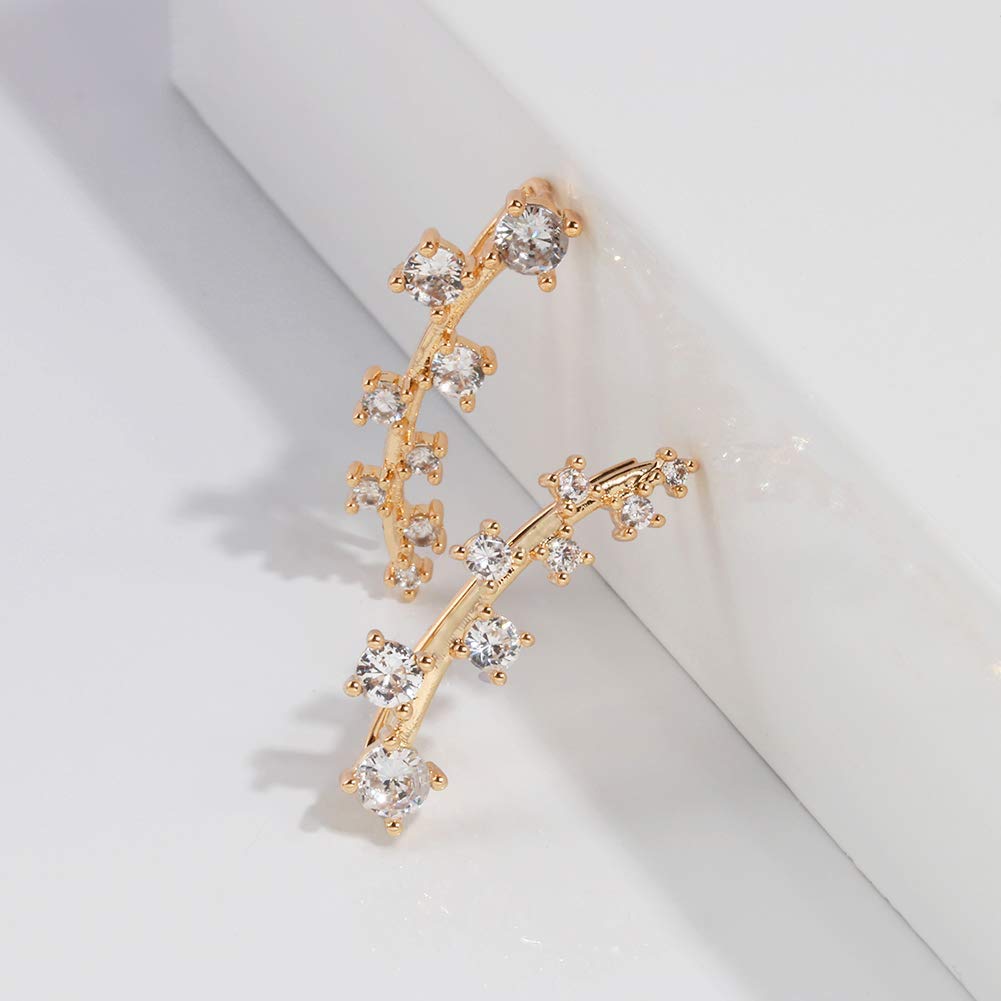 Vercret Gold Cuff Earrings for Women - Adjustable Cartilage Ear Cuff with CZ Stones, No Piercing Wrap Around Ear Clip | Perfect for Parties, Weddings & Everyday Wear