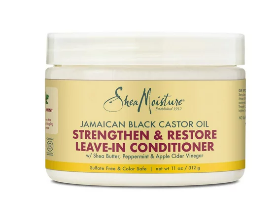 SHEA MOISTURE Jamaican Black Castor Oil Leave-In Conditioner 11.5 oz - Strengthen & Restore Damaged Hair for Natural Curly, Coily & Wavy Hair Types - Perfect for Daily Hydration & Heat Protection