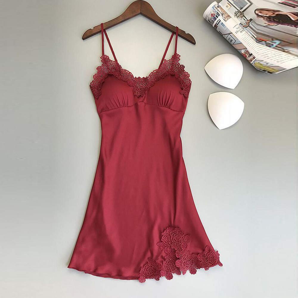 Sexy Lingerie for Women - Lace Chemise Sleepwear Babydoll with V-Neck & Adjustable Straps - Romantic Nightwear for Bedroom & Special Occasions
