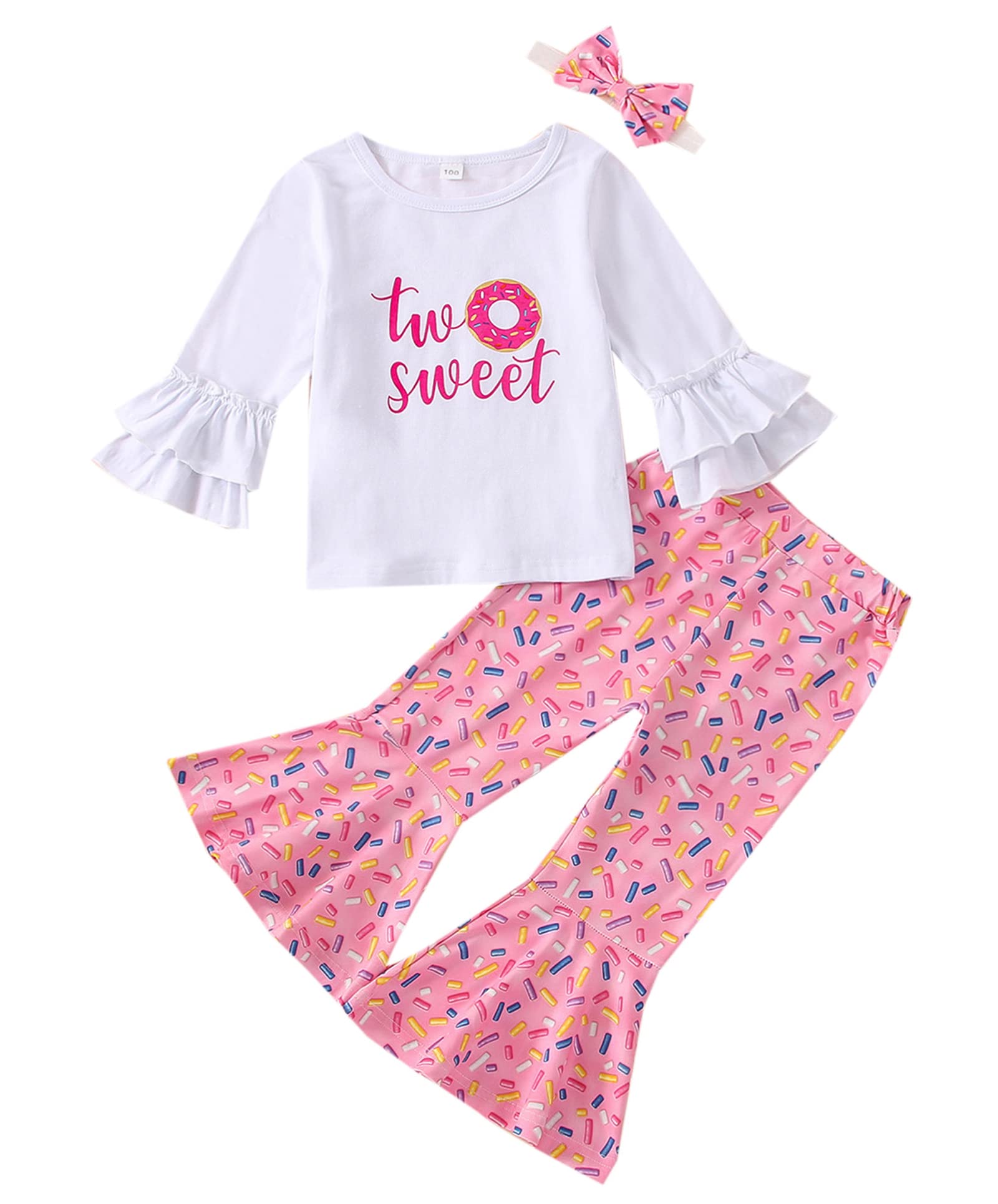 Pink Striped Tutu Dress Set for Newborn Baby Girls - First Birthday Outfit with Donut Print Skirt & Headband (2Pcs) | Perfect for Photoshoots, Parties & Casual Wear