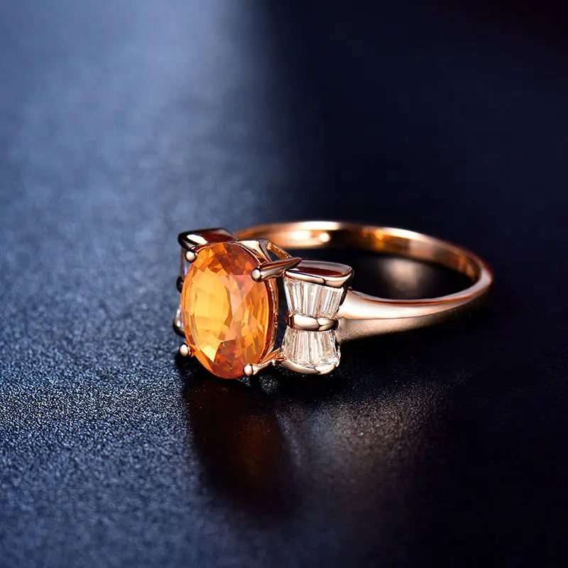 14K Rose Gold Yellow Sapphire & Diamond Wedding Ring for Women - Elegant Bridal Jewelry for Engagement, Anniversary & Special Occasions