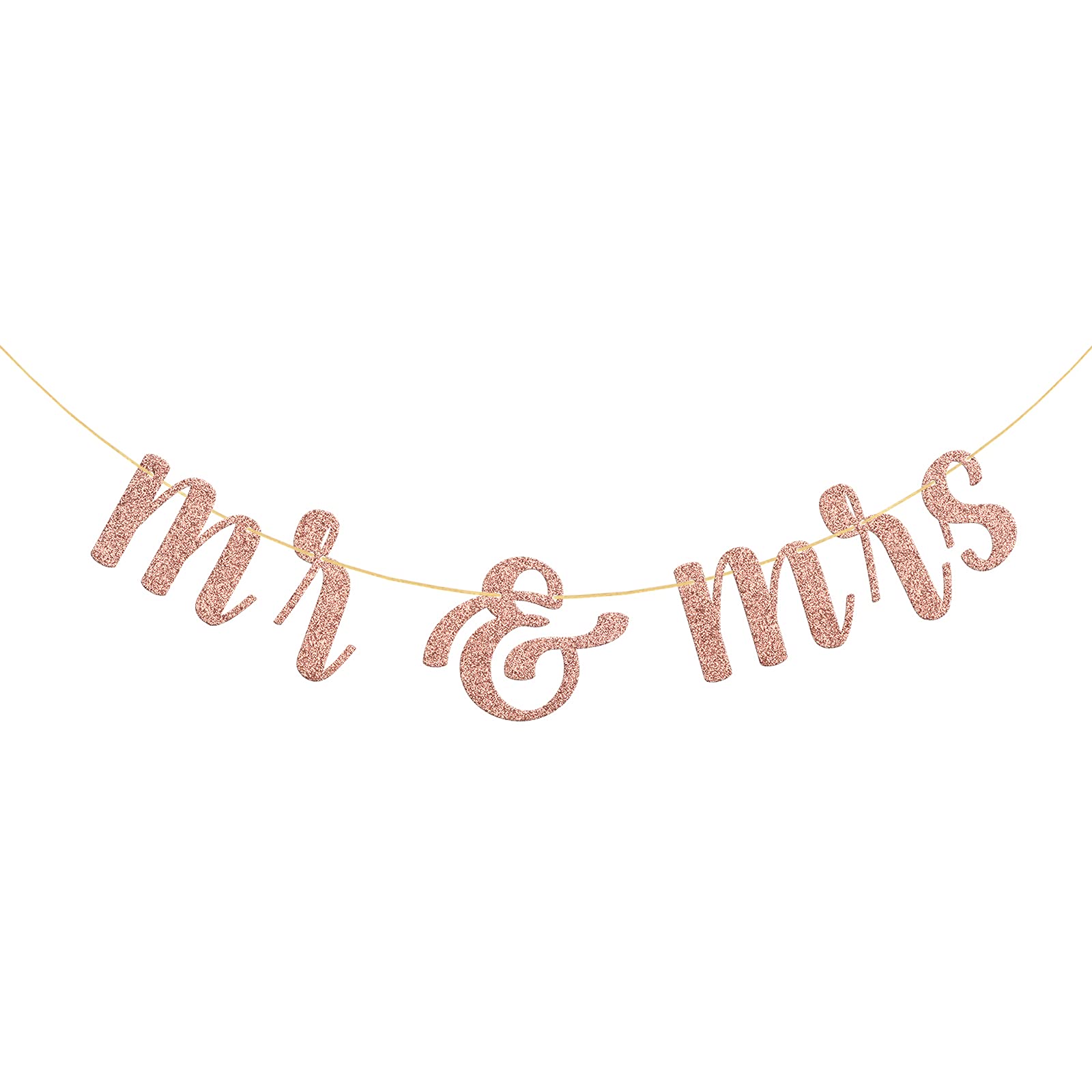 Rose Gold Glitter Mr & Mrs Banner - Elegant Wedding Decor for Bridal Shower, Engagement Party & Bachelorette | Perfect for Photo Backdrops, Table Decor & Wedding Reception