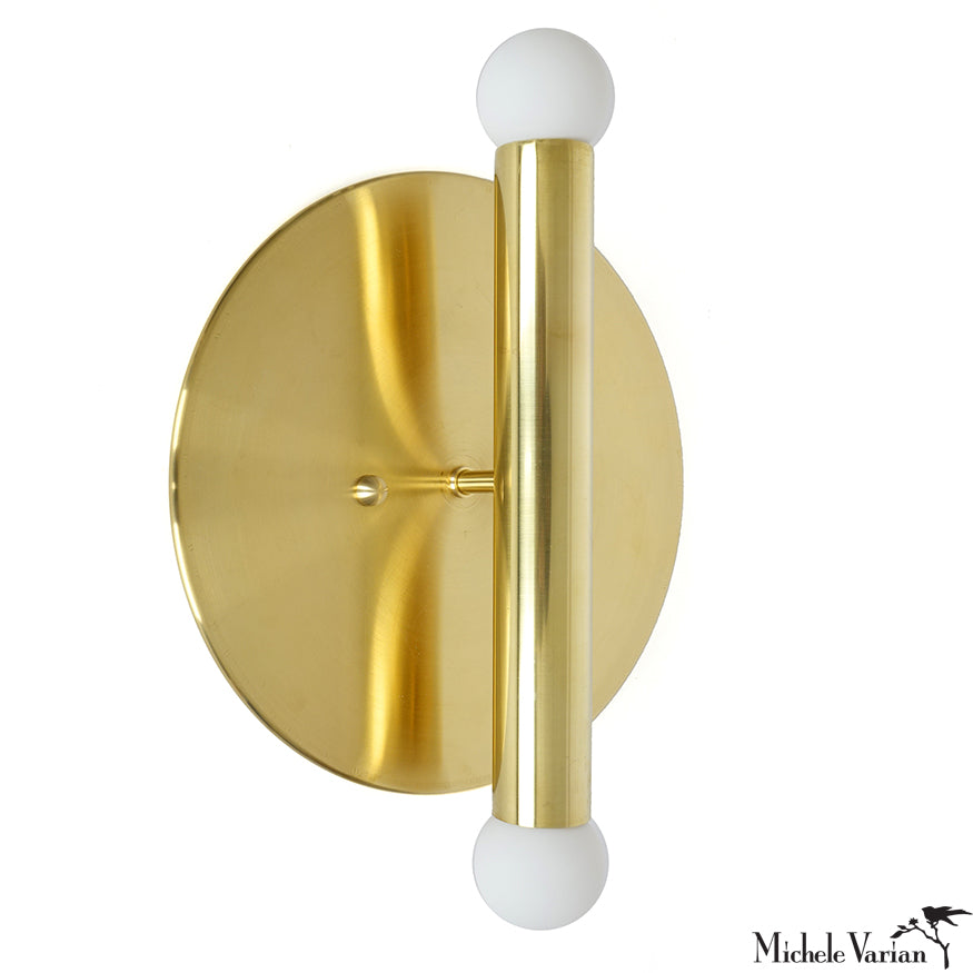 Vintage Brass Flush Mount Tube Sconce - Wall Light Fixture for Bedroom, Hallway & Living Room | Energy Efficient LED Compatible