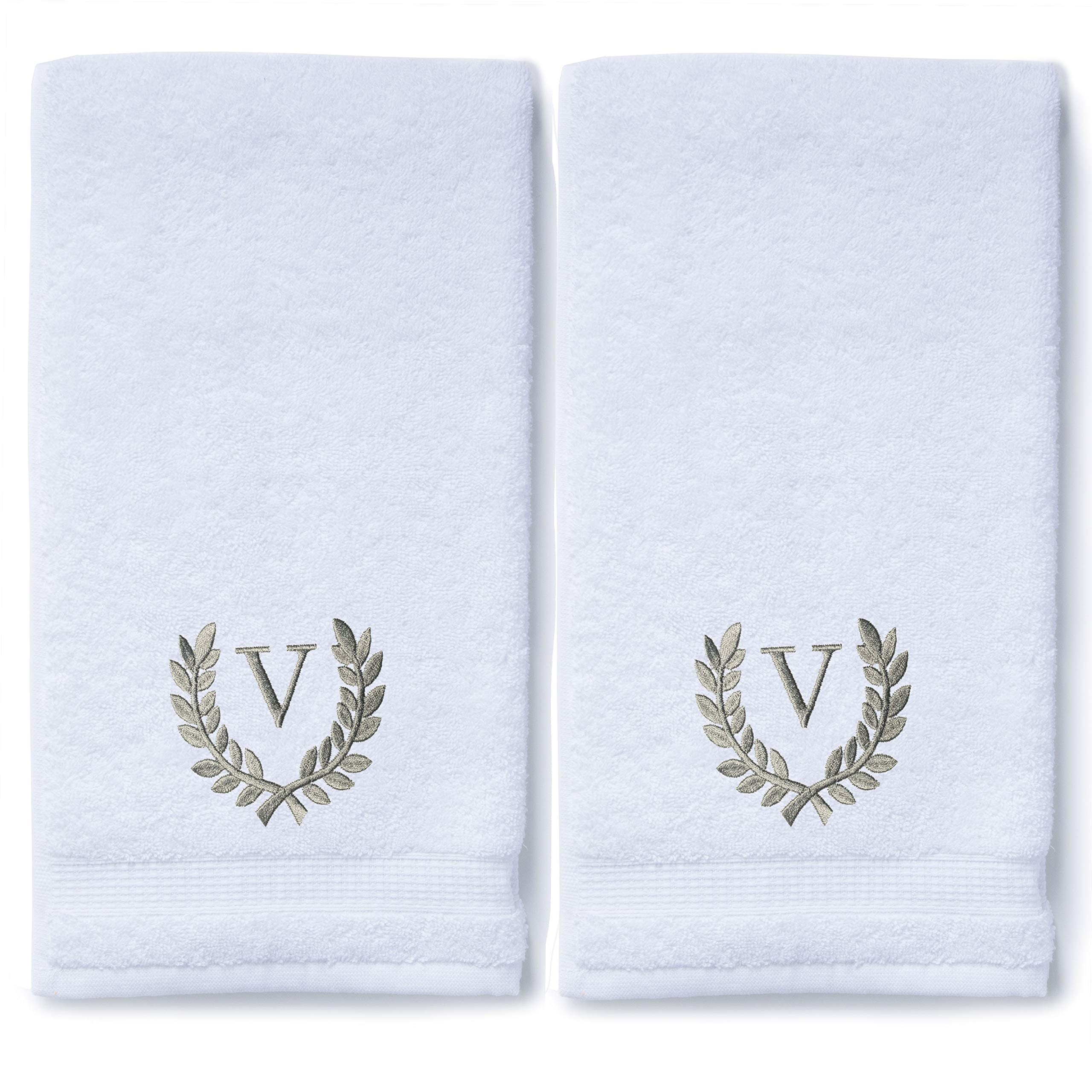 Personalized Monogrammed Hand Towels Set of 2 - Luxury Turkish Cotton 16x30 Inch for Bathroom, Kitchen & Spa | Custom Wedding Bridal Gift with Roman Font | Perfect for Guest Bathrooms, Bridal Showers & Home Decor