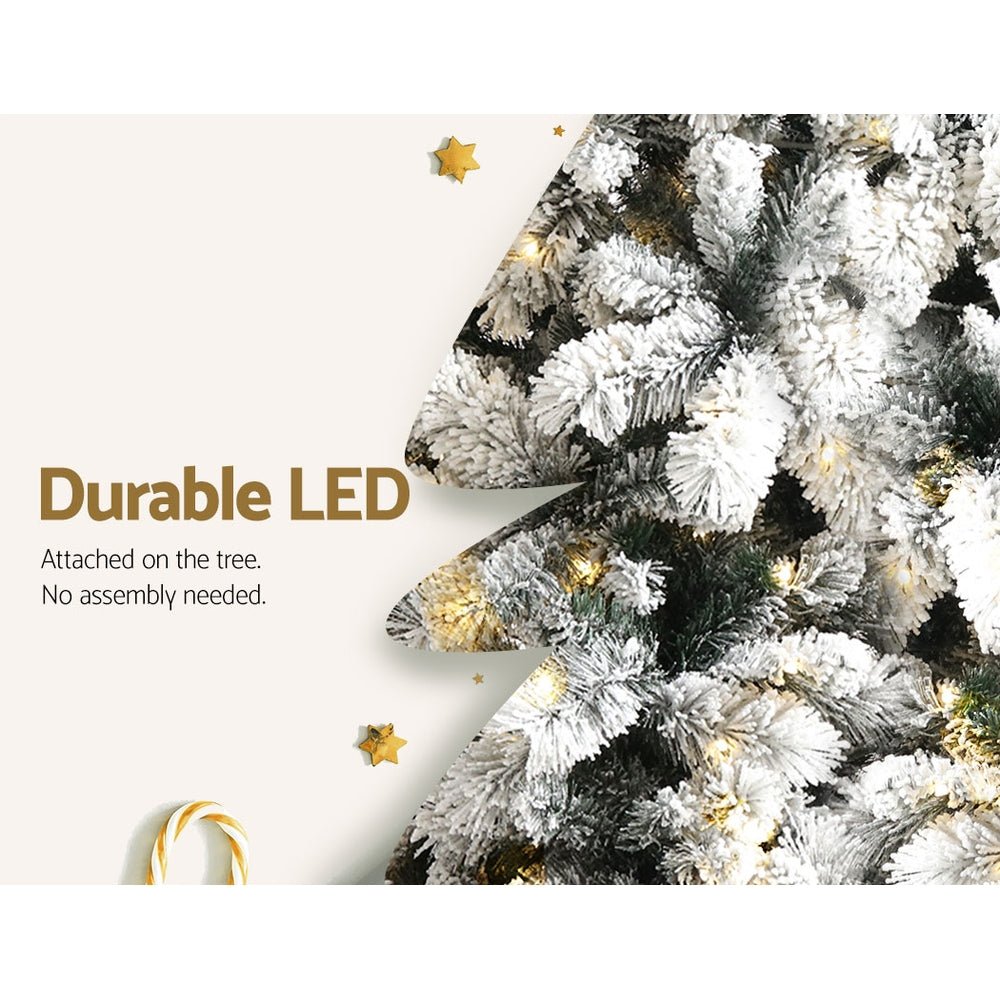 2.1M Pre-Lit Christmas Tree with 500 Warm White LED Lights & Snowy Tips - Perfect for Living Room, Office Holiday Decorations