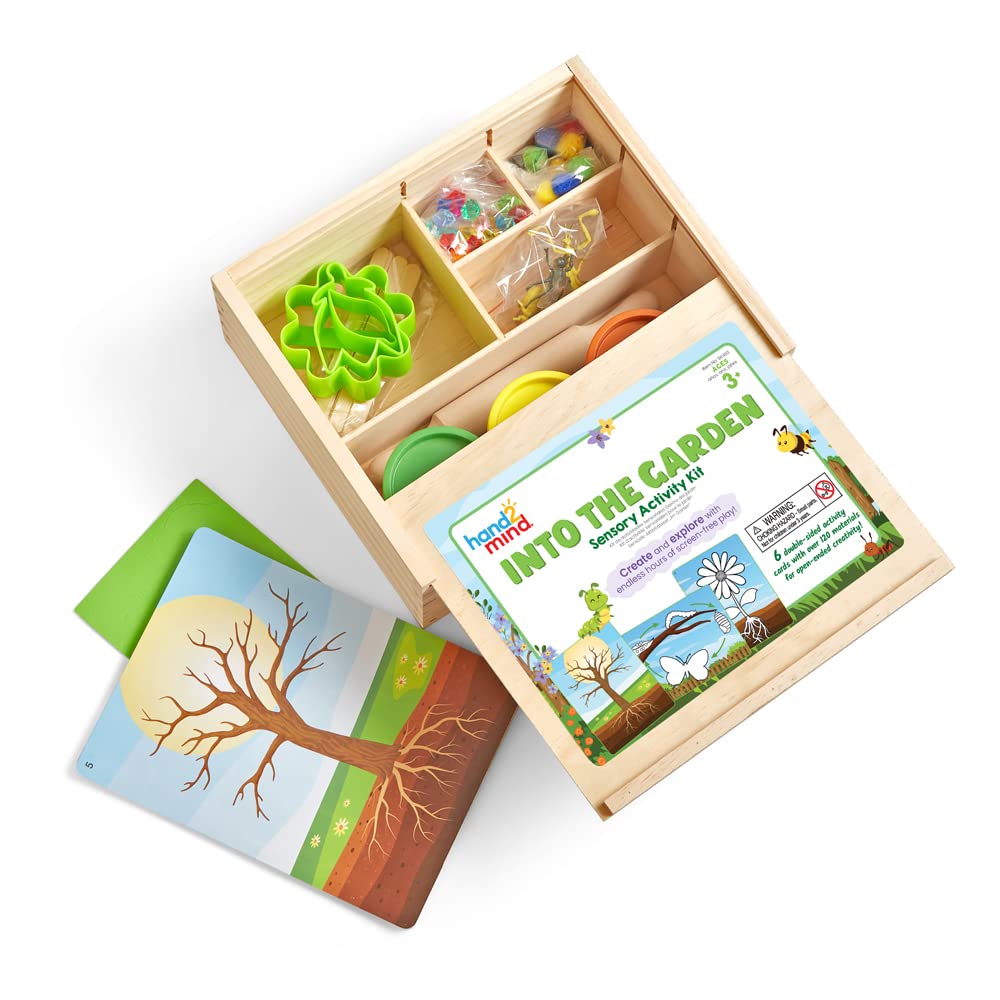 Hand2Mind Into the Garden Sensory Activity Kit for Kids – Montessori Sensory Bin with Lid, Nature & Fine Motor Toys, Play Therapy & Arts and Crafts Kits – Perfect for Home, Classroom & Therapy Sessions