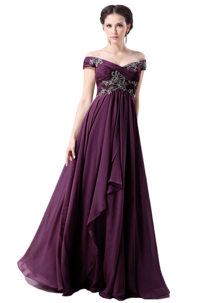 Elegant Off Shoulder Chiffon Prom Dress for Women - Formal Evening Gown for Party, Homecoming, Wedding Guest - Perfect for Special Occasions & Red Carpet Events