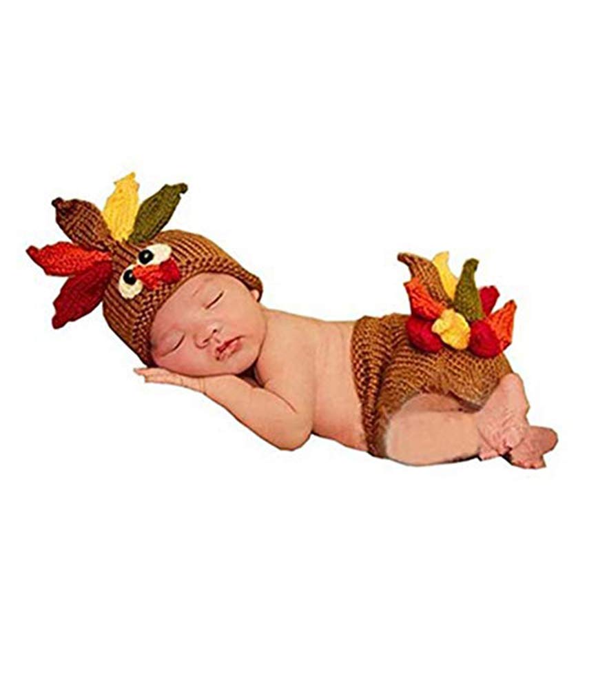 Baby Turkey Crochet Knitted Hat & Diaper Cover - Adorable Photography Prop for Newborns, Infants - Perfect for Thanksgiving, Christmas & Holiday Photo Shoots
