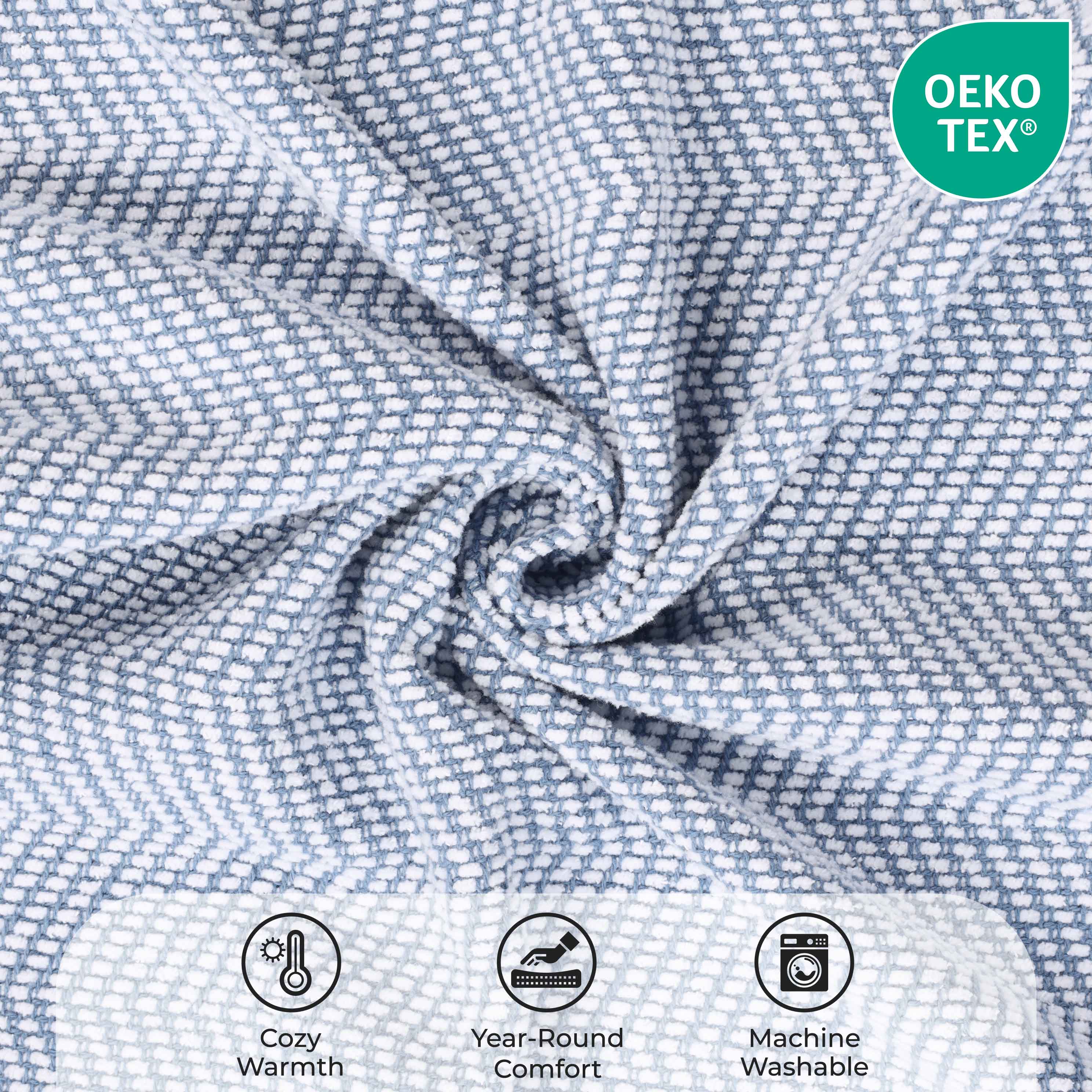 Premium Maya Chenille Herringbone Cotton Blanket - Medium Weight Soft Throw for Bed, Sofa & Couch - Cozy Home Decor for All Seasons