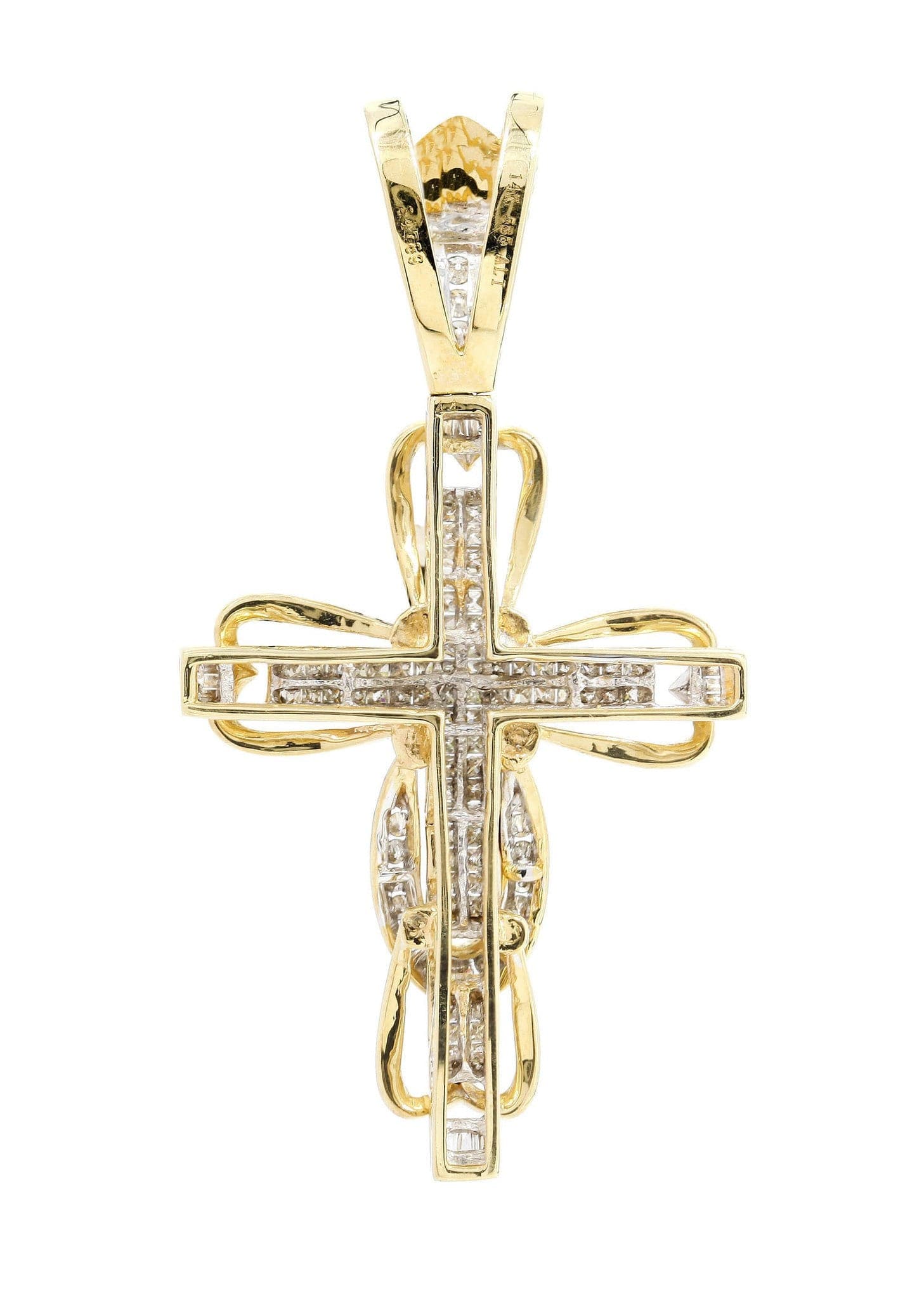 1.22 Carat Diamond Cross Pendant Necklace - 8.62 Grams Solid Gold Religious Jewelry for Women & Men - Perfect for Baptism, Wedding & Everyday Wear