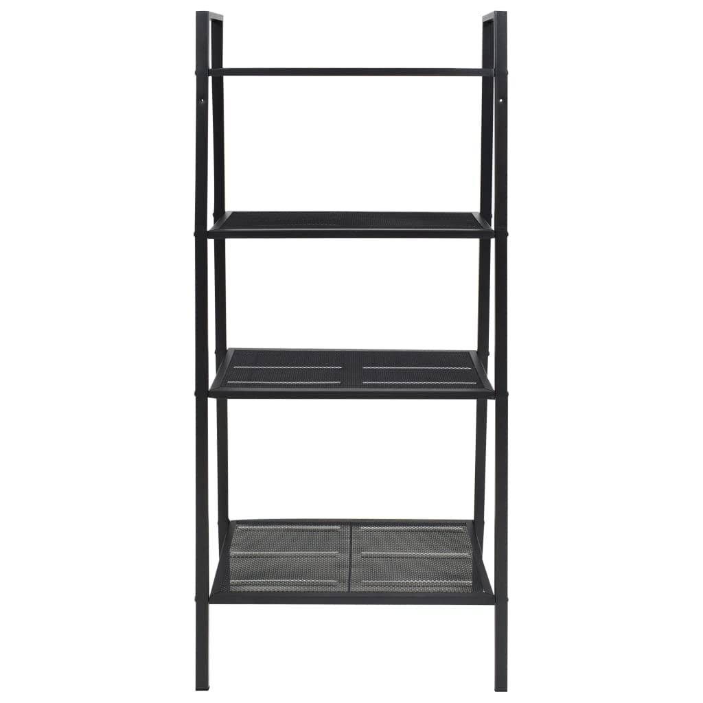 CHARMMA 4-Tier Metal Ladder Bookcase - Black | Space-Saving Bookshelf for Living Room, Bedroom & Office Storage
