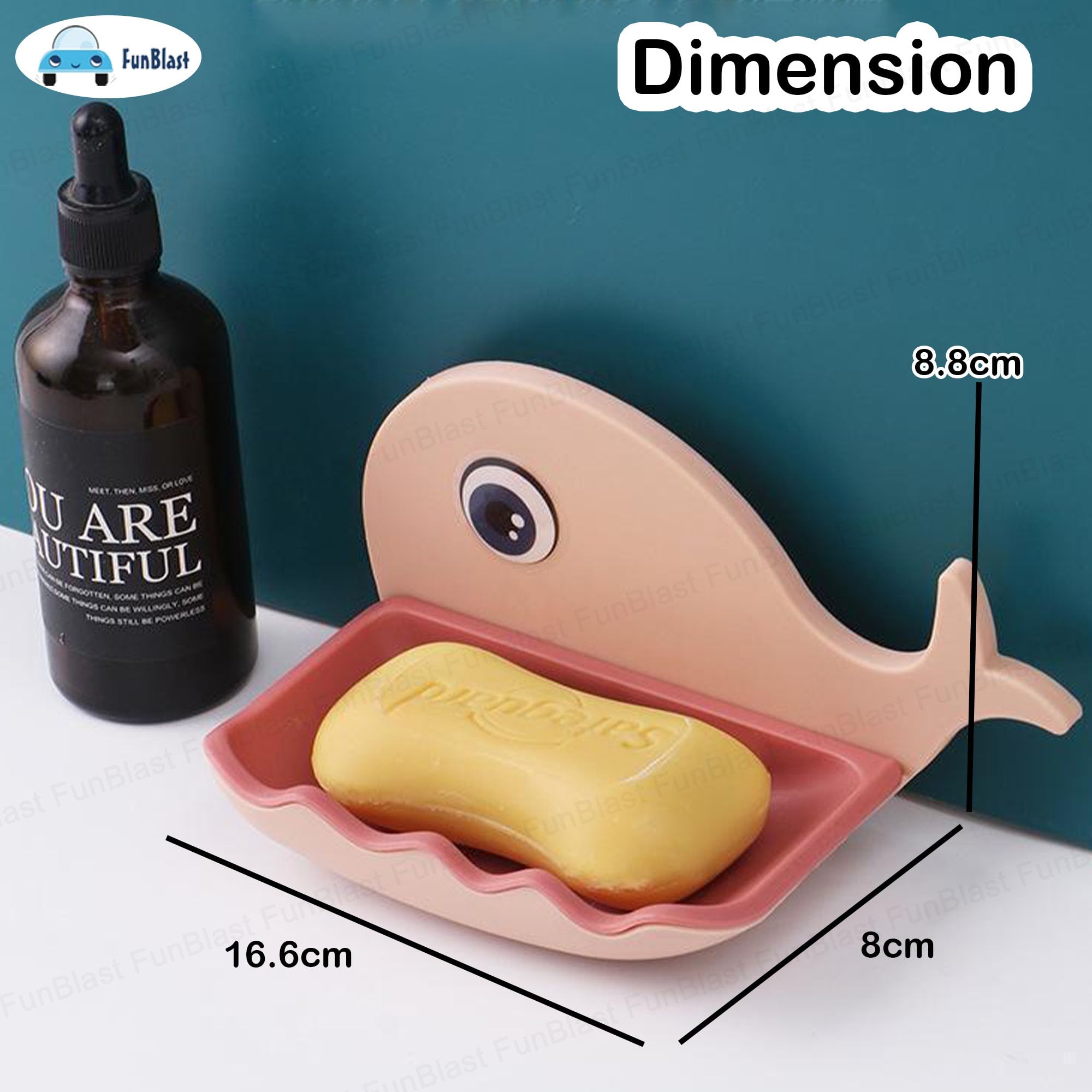 FunBlast Fish Design Soap Dish Holder - Wall Mounted Bathroom & Kitchen Soap Stand with Magic Stickers (2-Pack, Random Colors) | Perfect for Sink, Shower, and Countertop Organization