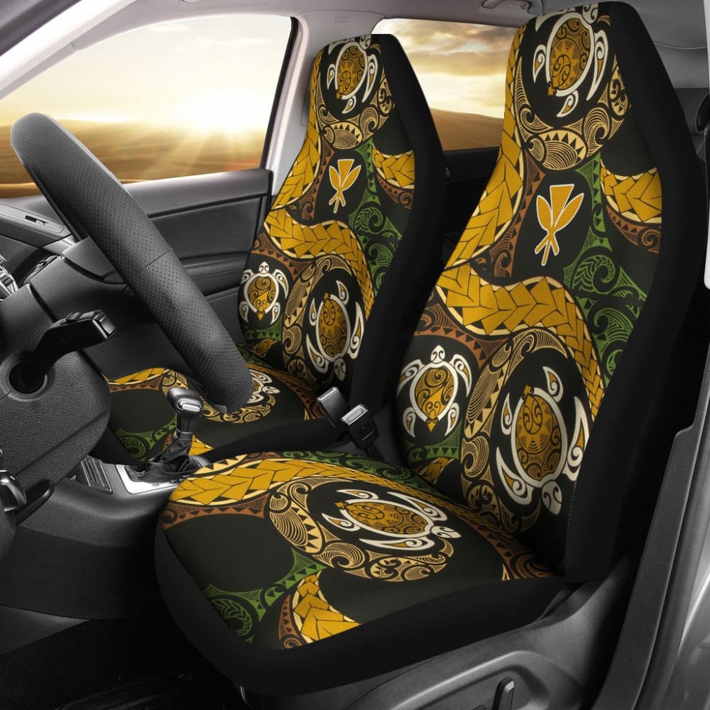 Premium Hawaiian Kanaka Maoli Polynesian Turtle Design Car Seat Covers - Breathable Universal Fit for Cars, Trucks & SUVs - Perfect for Beach Trips, Road Adventures & Cultural Enthusiasts