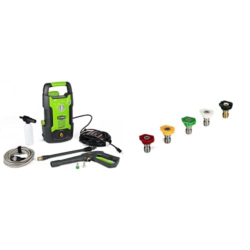 Greenworks GPW1501 1500 PSI 1.2 GPM Electric Pressure Washer - Portable Hand-Carry Power Cleaner with 5 Spray Nozzles for Home, Driveway, Deck & Patio Cleaning