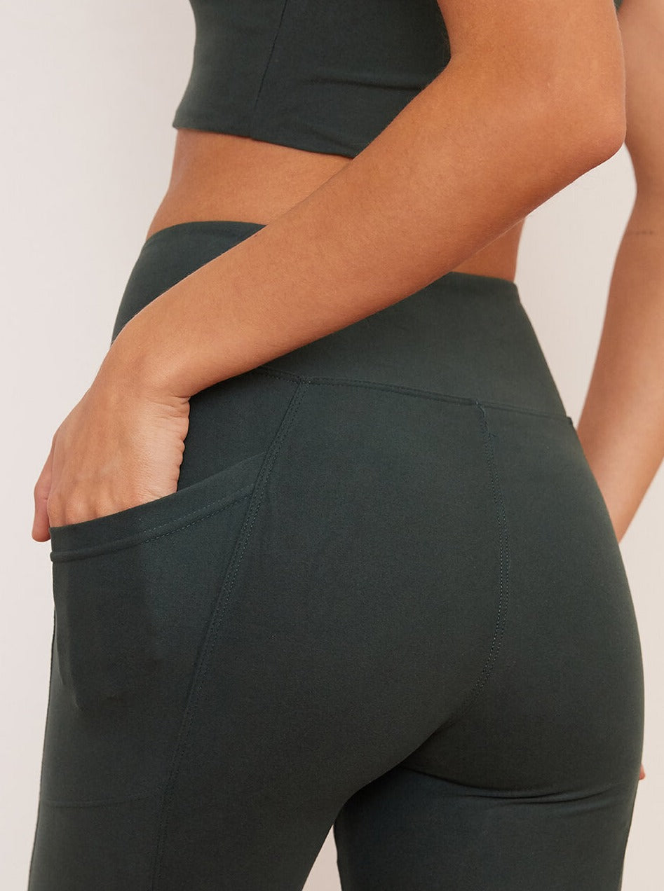High Waist Crossover Pocket Leggings for Women - Soft & Stretchy Yoga Pants with Side Pockets - Perfect for Workout, Running, Yoga & Lounge Wear