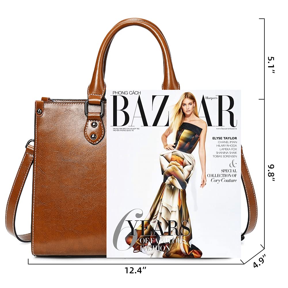 ROUROU Genuine Leather Tote Bag for Women - Top Handle Crossbody Hobo Handbag with Large Capacity, Stylish Shoulder Purse | Perfect for Work, Travel & Everyday Use
