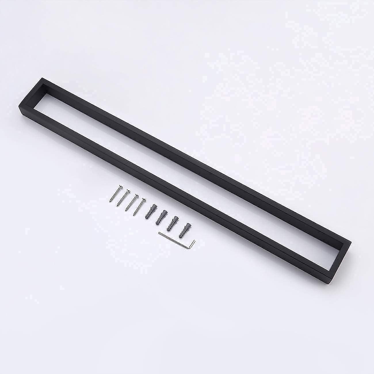 24-Inch Matte Black Stainless Steel Towel Bar & Ring Set - A23000S60-BK+A23080-BK - Modern Bathroom Towel Holder for Hand & Bath Towels - Perfect for Home, Hotel & Spa Decor