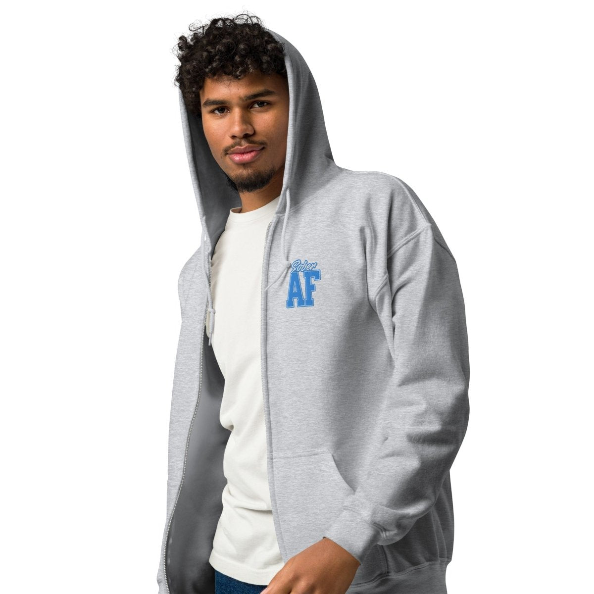 Sober AF Unisex Heavy Blend Zip Hoodie - Comfortable & Stylish Pullover for Men & Women - Perfect for Casual Wear, Gym, and Outdoor Activities