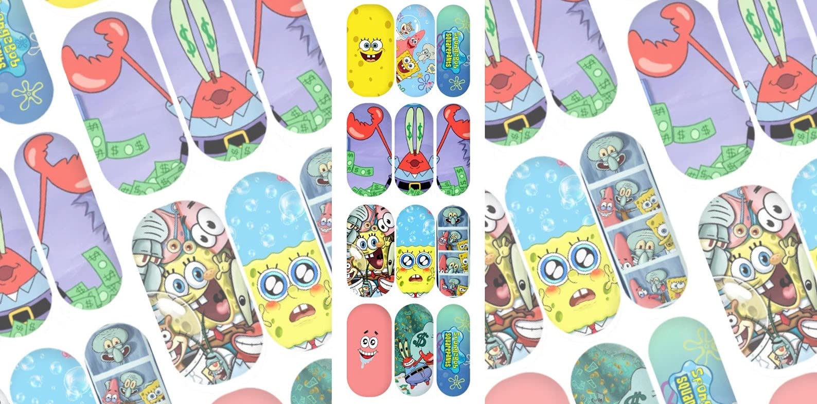 90s Cartoon Nail Art Decals - Cheer Bears Nail Stickers & Wraps Kit (2 Pack) for DIY Nail Art & Party Nail Decorations