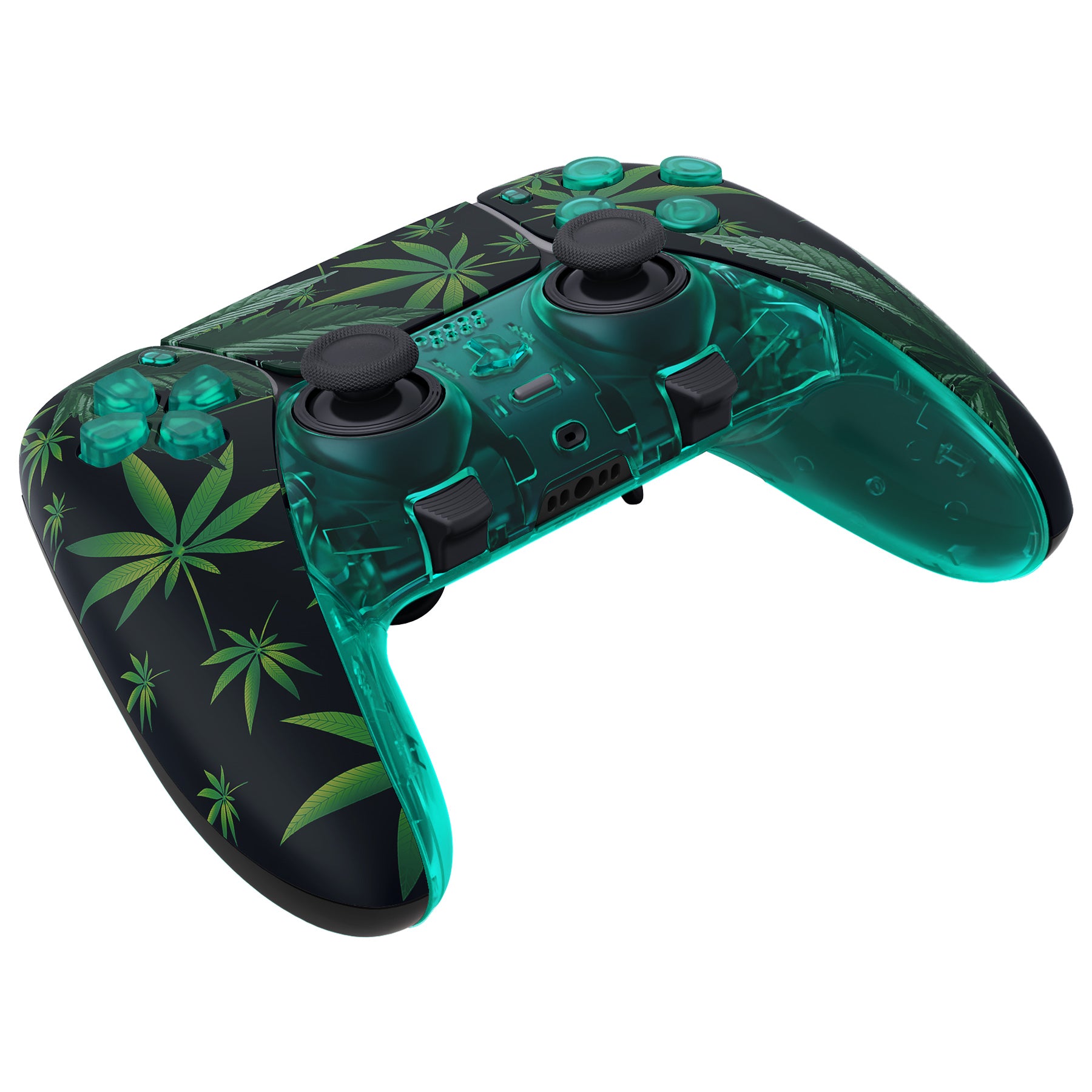 eXtremeRate Green Weeds Full Housing Shell Kit with Buttons & Touchpad Cover for PS5 Edge Controller - Custom Replacement Front & Back Plates - Gaming Accessories for Enhanced PS5 Experience