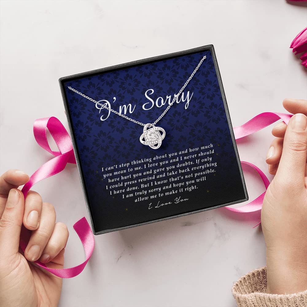 Love Knot Necklace - Romantic Apology Gift for Wife & Girlfriend | Unique I'm Sorry Jewelry with Greeting Card | Heartfelt Forgiveness Present for Her | Perfect for Anniversaries, Valentine's Day & Special Occasions