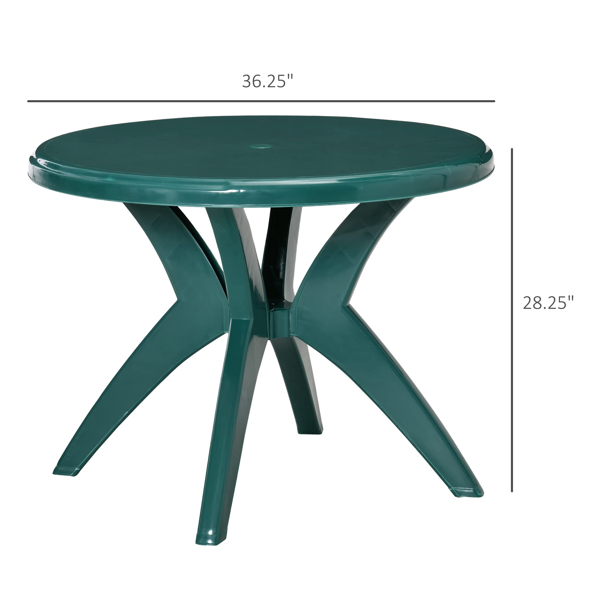 Outsunny 36.25 Inch Round Plastic Outdoor Patio Table with Umbrella Hole - Weather-Resistant Bistro Dining Table for Garden, Backyard, Poolside, Restaurant, Cafe | Perfect for Outdoor Entertaining, Al Fresco Dining, and Relaxing in Your Yard