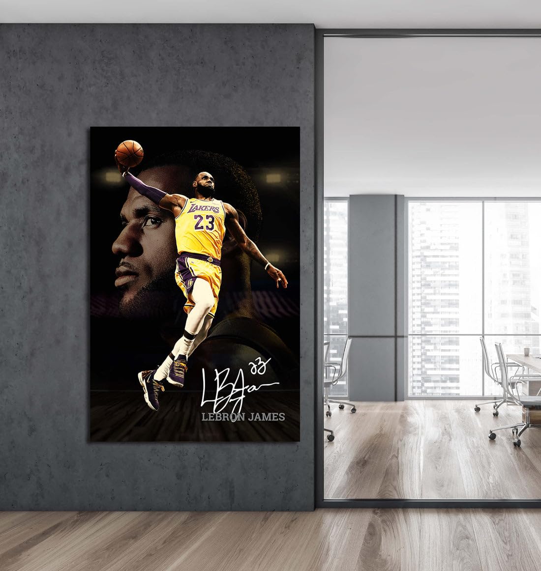 LeBron James Lakers Poster - Record Breaking Shot Gallery Canvas Wrap - NBA Wall Art for Man Cave, Kids Room, Game Room & Bar Decor - Perfect Gift for Basketball Fans