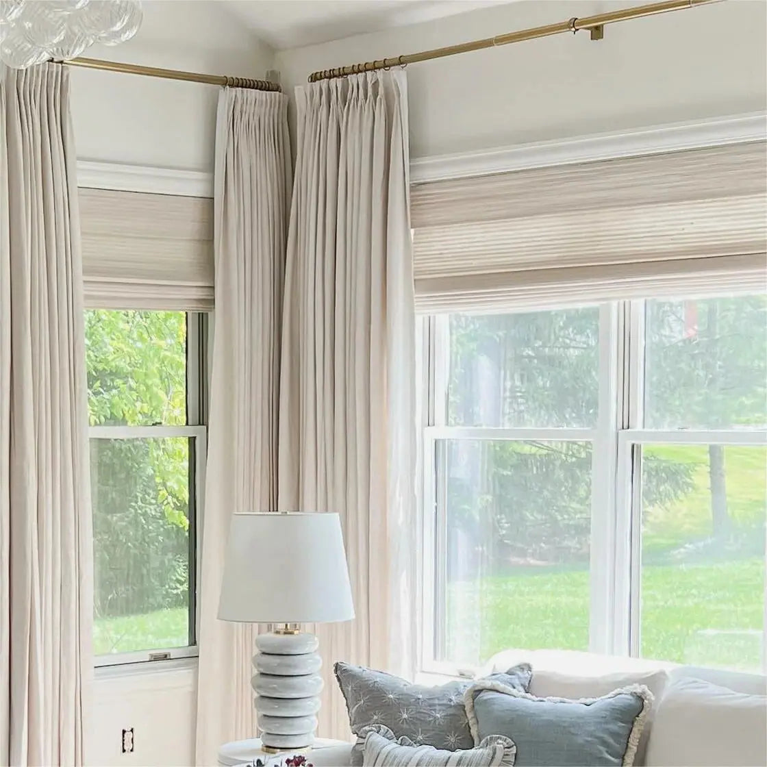 Natural Bamboo Woven Paper Window Shade - Marble White | Eco-Friendly Roman Blinds for Living Room & Bedroom Decor