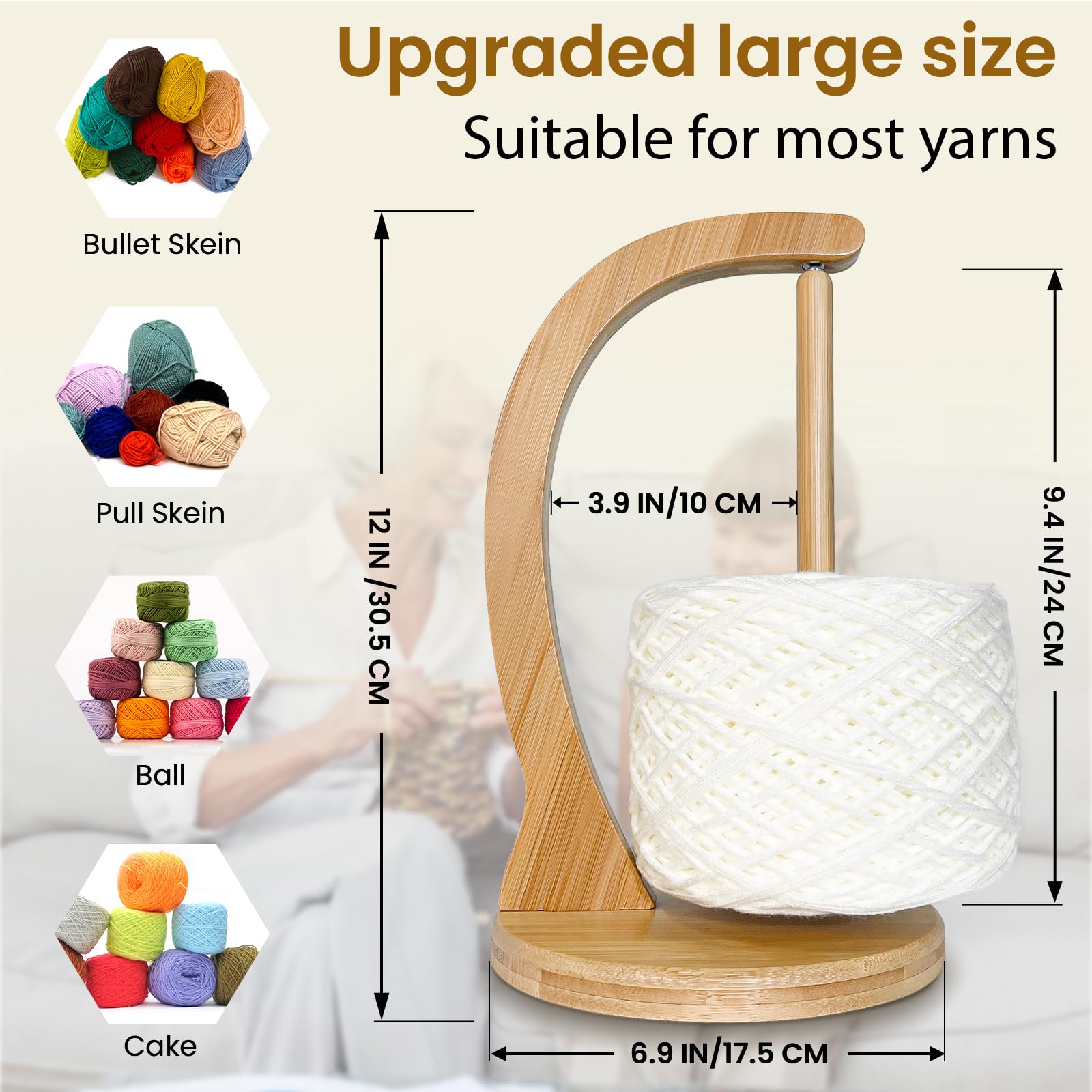 Upgraded Magnetic Rotating Yarn Holder for Crocheting - Large Capacity (1.1 lbs) with Storage Box | Perfect for Knitting, Crochet Projects & DIY Yarn Crafts at Home