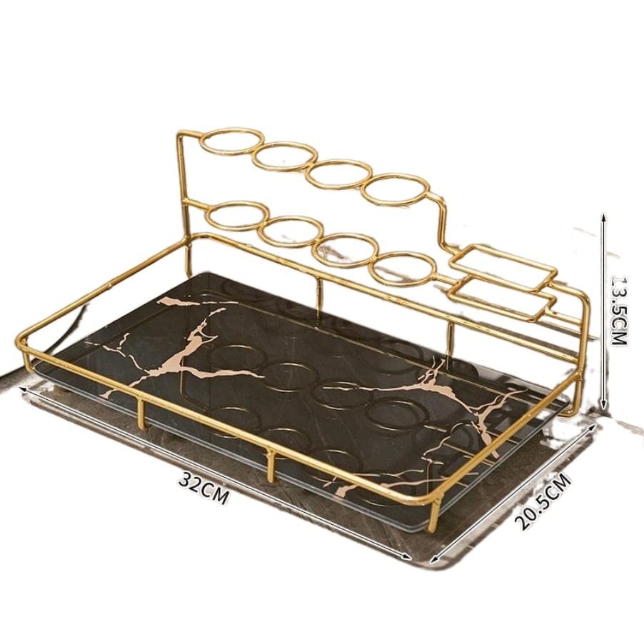 Nordic Style Iron Bathroom Organizer - Black Cosmetic Storage Rack for Lipstick, Perfume & Skincare | Space-Saving Vanity Organizer for Makeup Counter, Dressing Table & Bathroom Decor