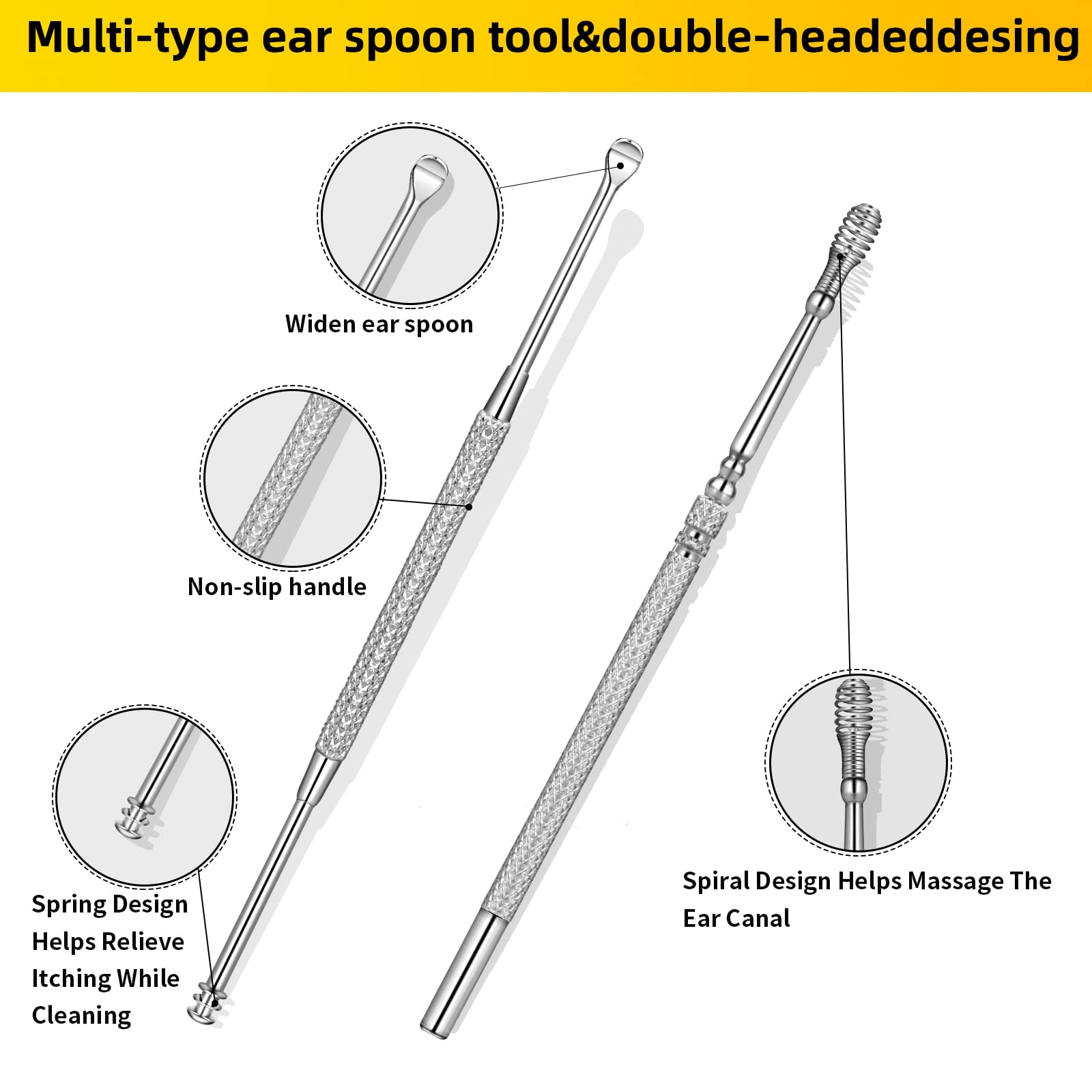 9-Piece Ear Wax Removal Kit - Medical Grade Ear Cleaning Tools with Curette, Brush & Storage Box - Safe for Kids & Adults - Silver | Perfect for Home, Travel & Personal Hygiene Care
