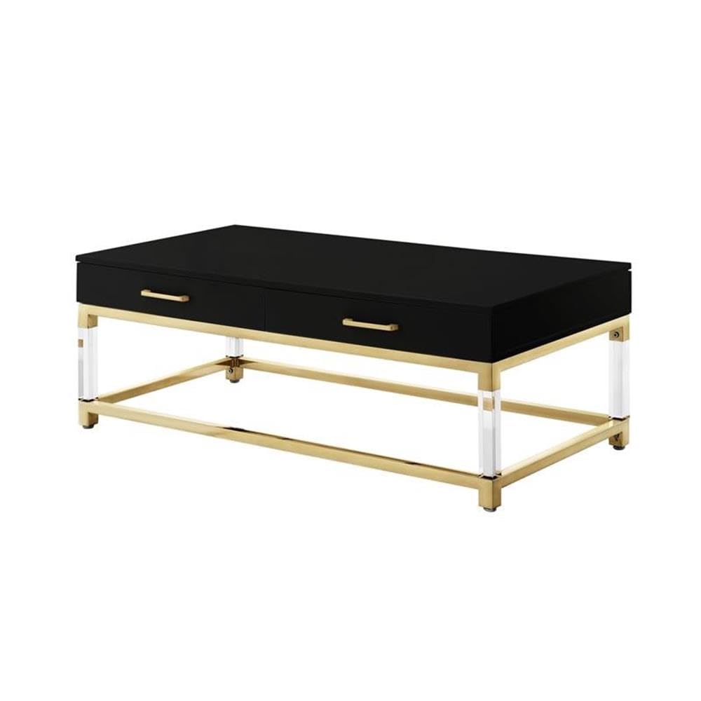 Black/Gold Posh Briar Metal Coffee Table with Acrylic Legs - Living Room Decor