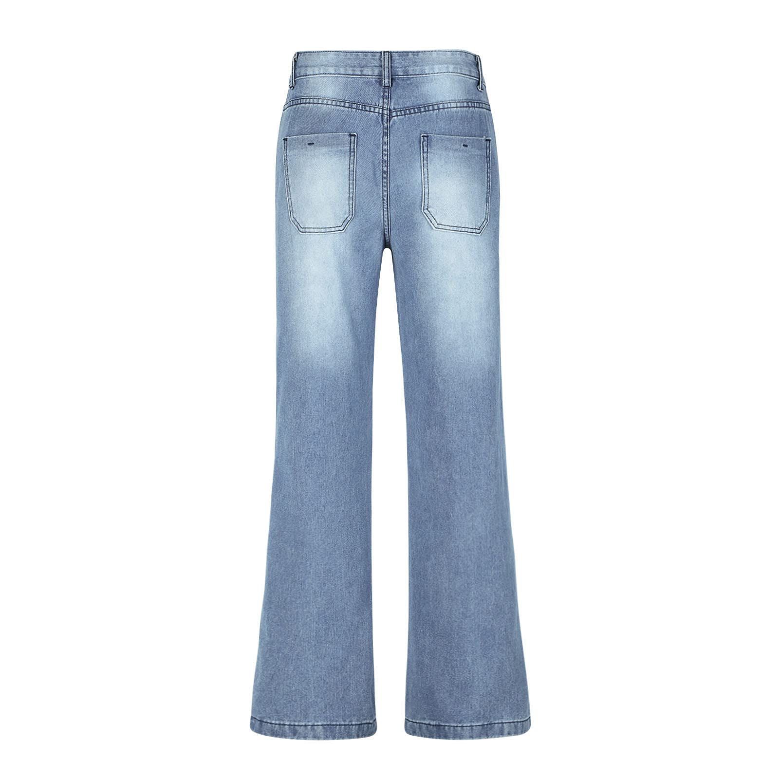 Women's High Waist Wide Leg Jeans with Flap Pockets - Boyfriend Style Baggy Denim Pants for Casual Streetwear | Loose Straight Trousers in Dark Blue (Size Small) | Perfect for Everyday Wear, Weekend Outings & Fashionable Street Style Looks