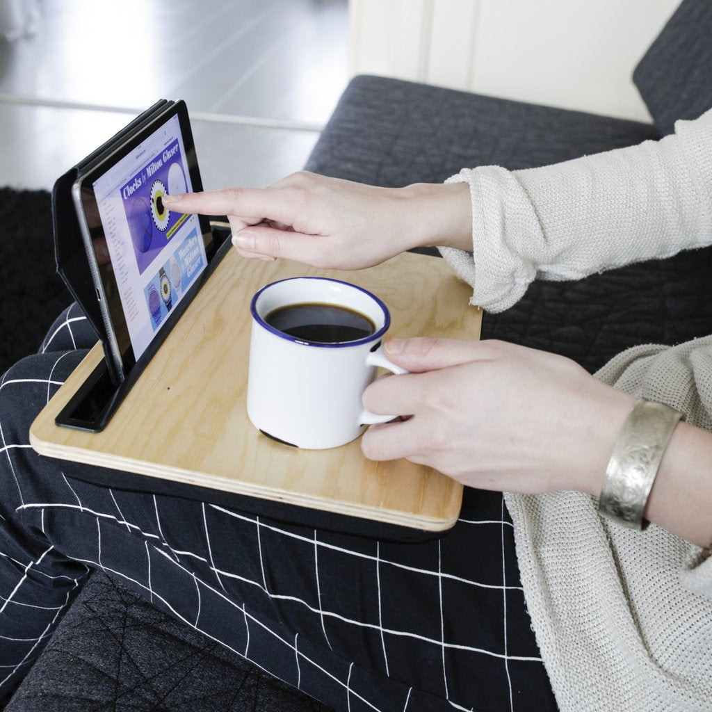 Kikkerland Wooden Lap Desk for Laptop - Portable Bed Tray Table for Working, Eating, or Reading in Bed, Sofa, or Couch - Lightweight & Sturdy Home Office & Study Essential