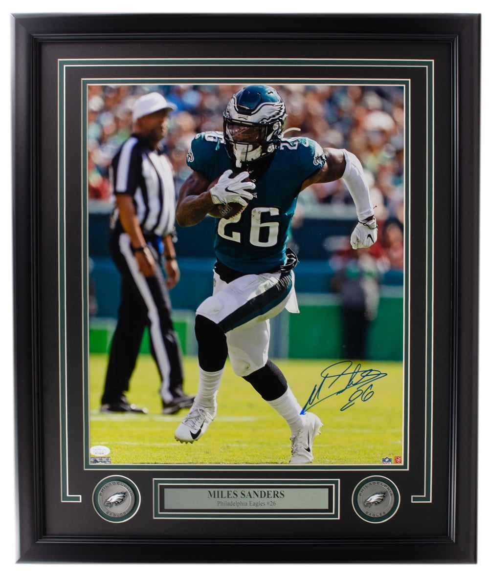 Miles Sanders Philadelphia Eagles Autographed Signed Framed 16x20 Photo with JSA COA - Perfect for Eagles Fans, Sports Memorabilia Collectors, and Man Cave Decor