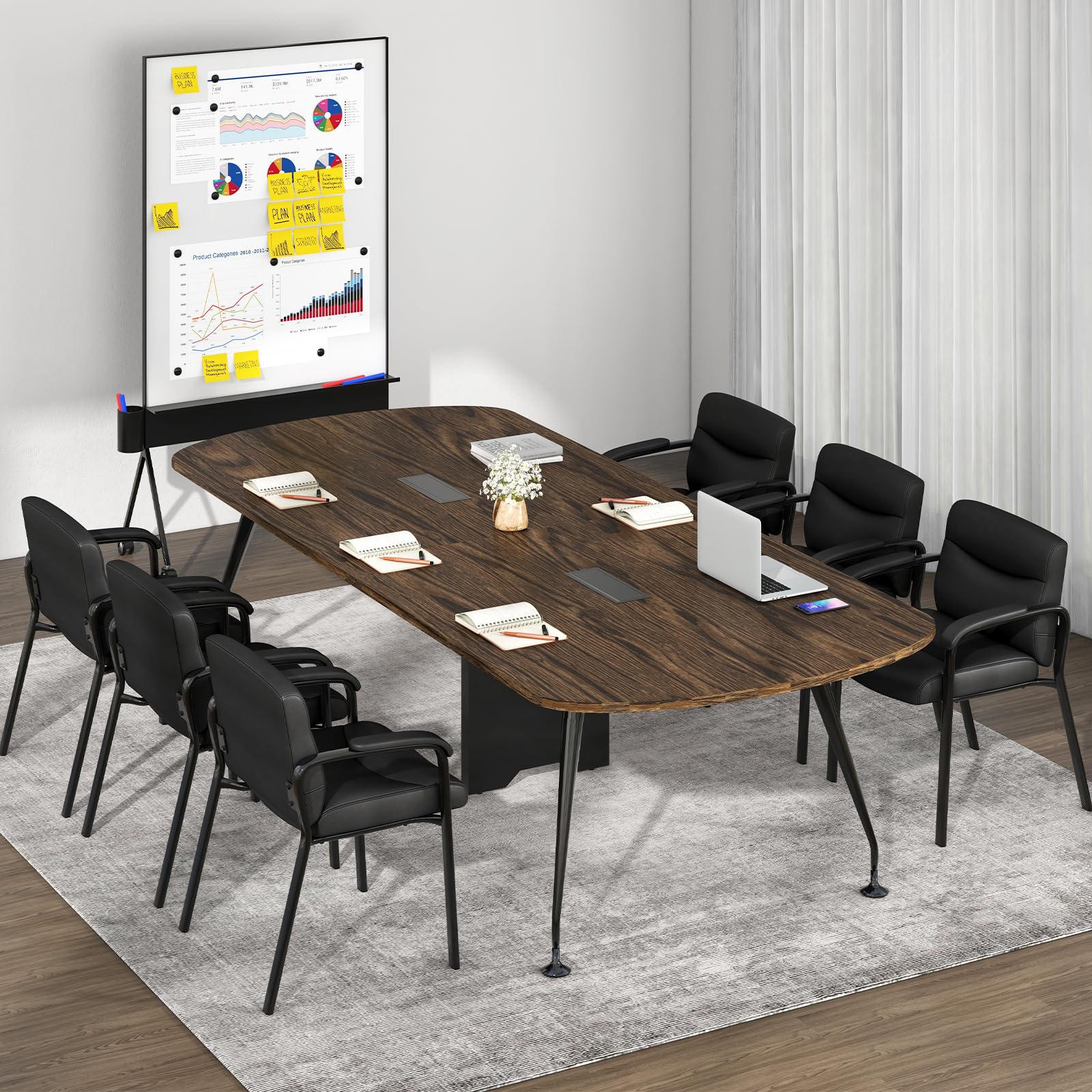Tangkula 4-Piece Waiting Room Chairs Set - PU Leather Upholstered Conference Chairs with Padded Armrests, Ergonomic Office Guest Chairs for Reception, Meeting, Lobby - Perfect for Corporate Offices, Hospitals, and Hotel Waiting Areas