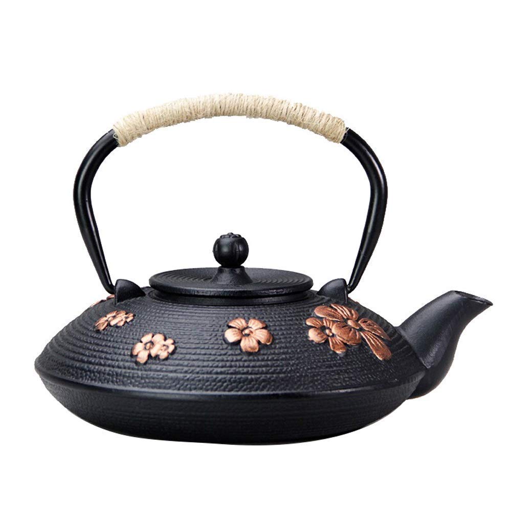 Premium Cast Iron Teapot with Stainless Steel Infuser - 800ML Japanese Tetsubin Tea Kettle, Uncoated Oxidized Inner Wall, Black Plum Design - Perfect for Loose Leaf Tea Brewing, Home Tea Ceremonies & Gift Giving