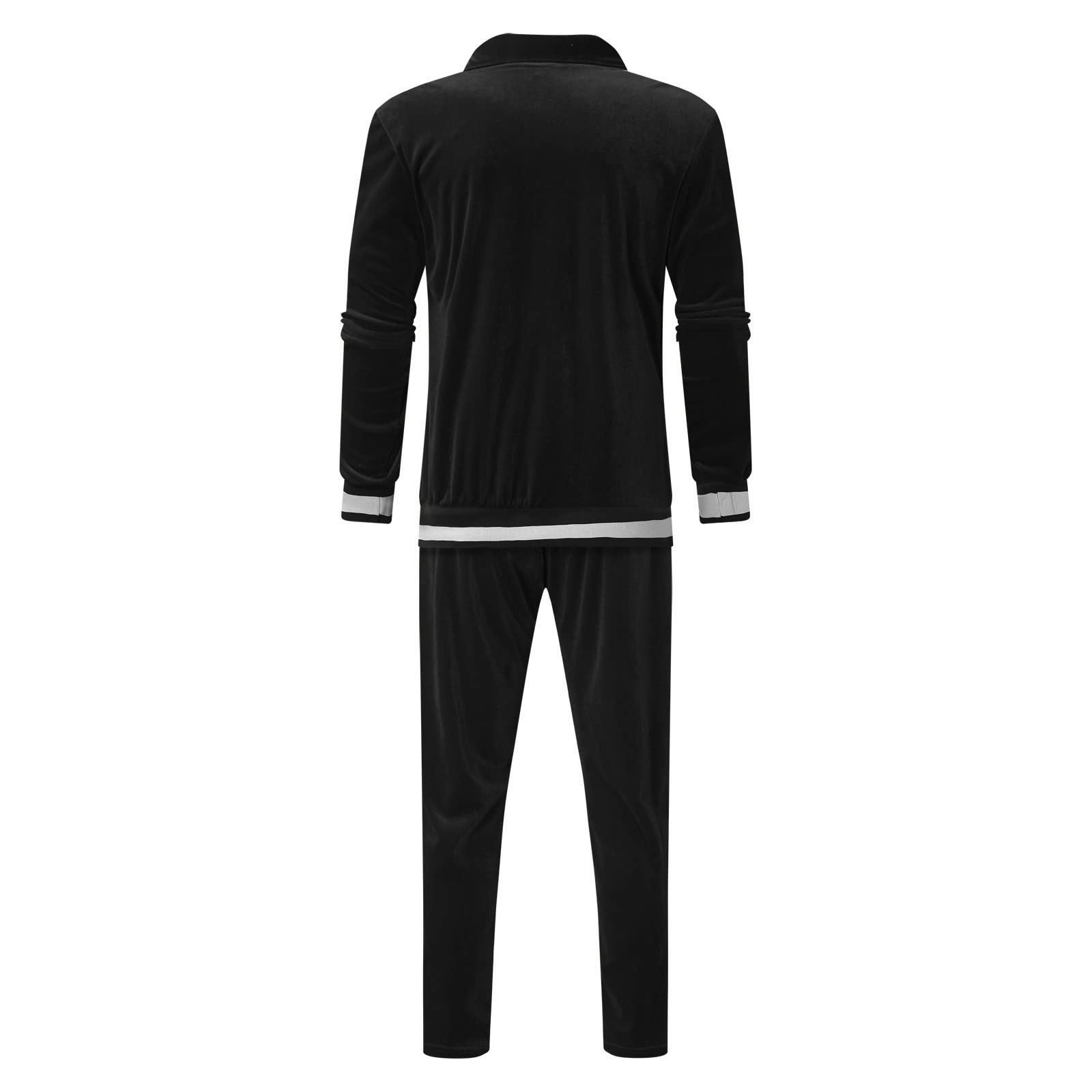 Premium Men's 2-Piece Velvet Tracksuit Set - Gold Winter Casual Suit with Lapel Collar | Comfortable Lounge Wear & Stylish Outfit for Gym, Travel, and Daily Fashion